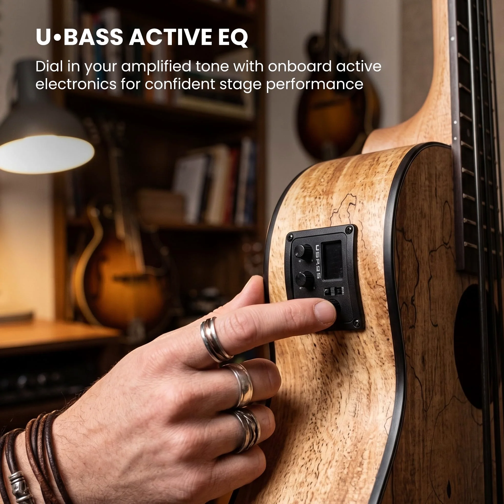 Kala UBASS-SP-MAPL-FS Ukulele Basso Elettrificato Amplificato Spalted Maple