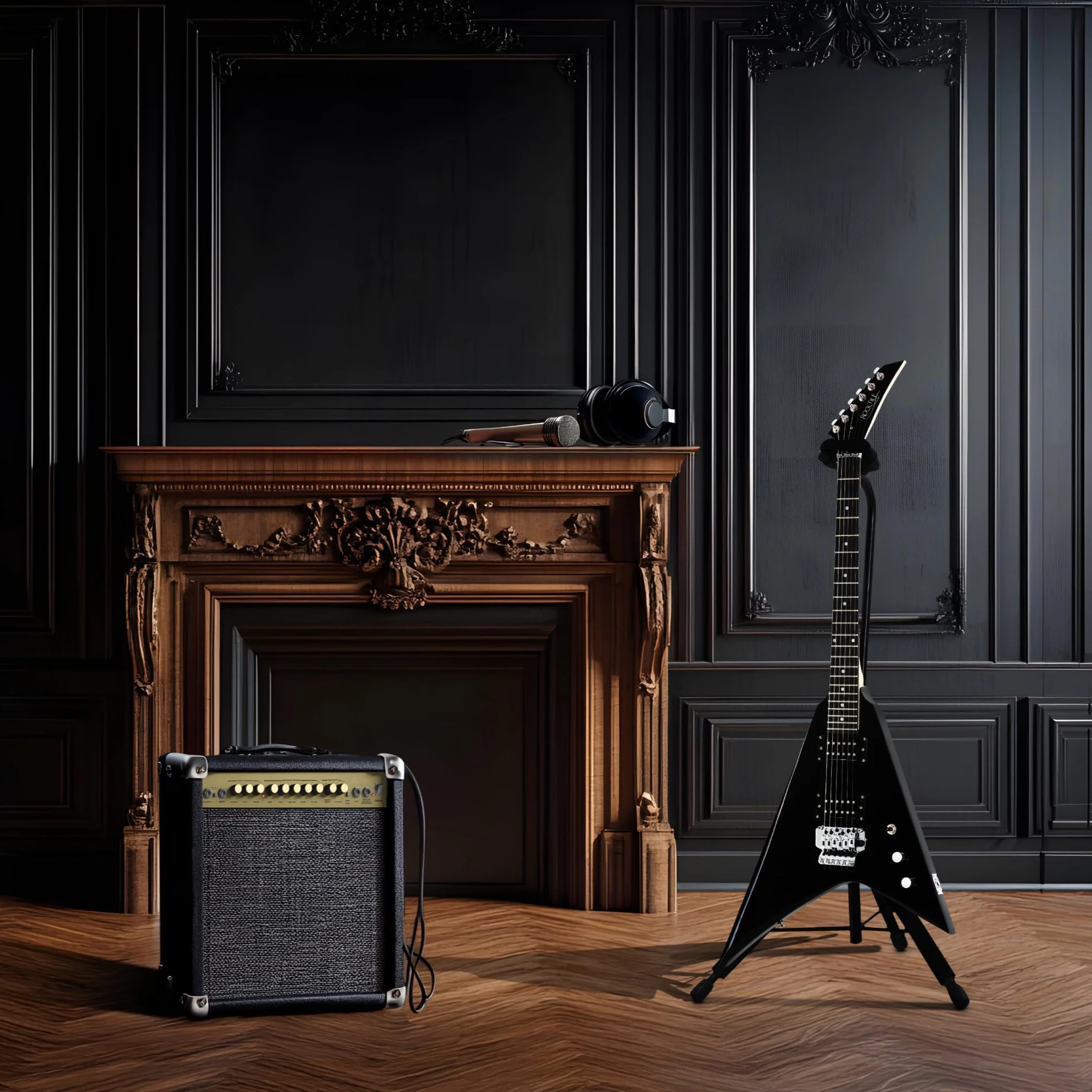 Rocktile MG-3013 Blade Chitarra Elettrica - Serie Heavy a 6 corde con corpo in tiglio, manico in acero, 2 Humbucker, FR-Style Tremolo, 22 tasti, scala 25,5" Mensur, cavo e accessori - Black