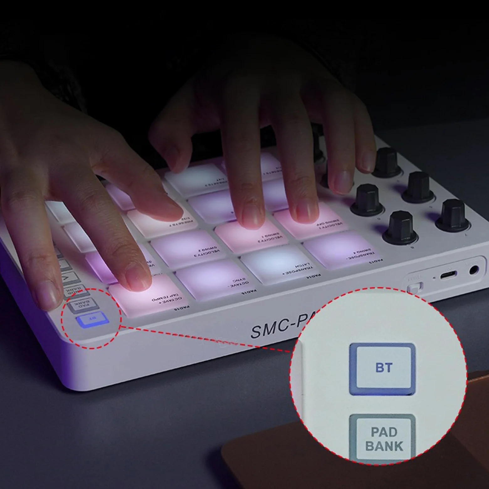 Pratica Tastiera Controller USB con 16 Pad Batteria retroilluminati Display LED, Tastiera Professionale 8 manopole Produzione Musicale
