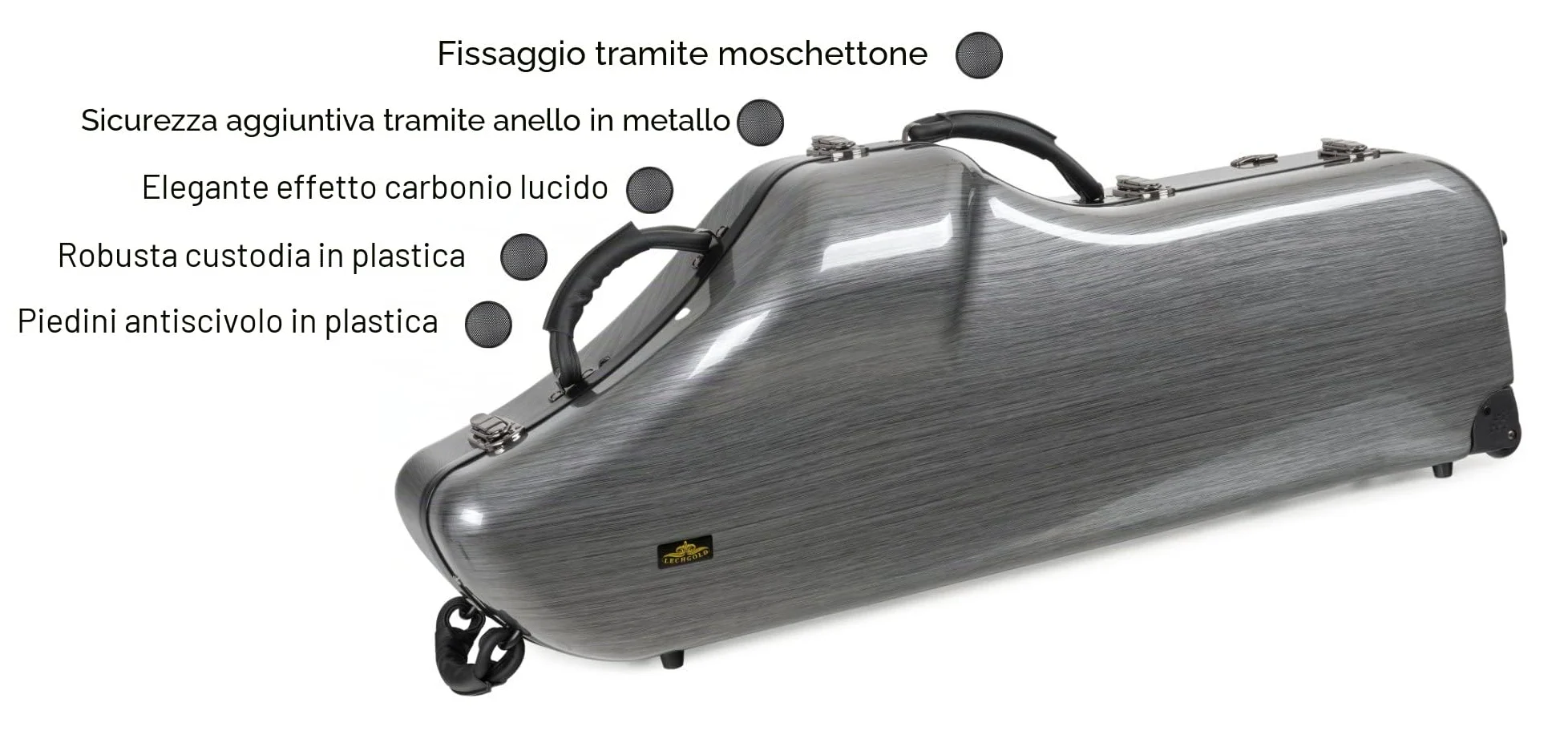 Custodia Lechgold Deluxe per Sassofono Baritono, Peso: 6, 6 kg | Custodia per strumenti Lechgold "Deluxe" per sassofono baritono, Custodia robusta in plastica, Guscio rigido ammortizzante