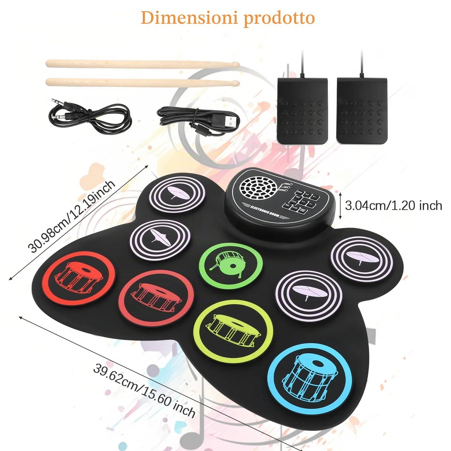Batteria Elettronica per Adulti e Bambini - Strumento Musicale Professionale con Cuffie, Luci e Effetti Sonori - Ideale per Principianti ed Esperti