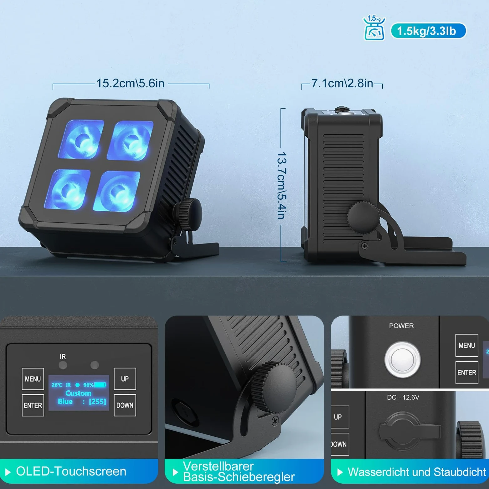 U`King 4PCS 4x10W Impermeabile Par LED Batteria, RGBWA UV IP65 Luce da Palco Esterno con Telecomando, Supporta APP, IR, Wireless 2,4 GHz per Giorni di Pioggia Piscina Matrimonio Spettacolo Discoteca