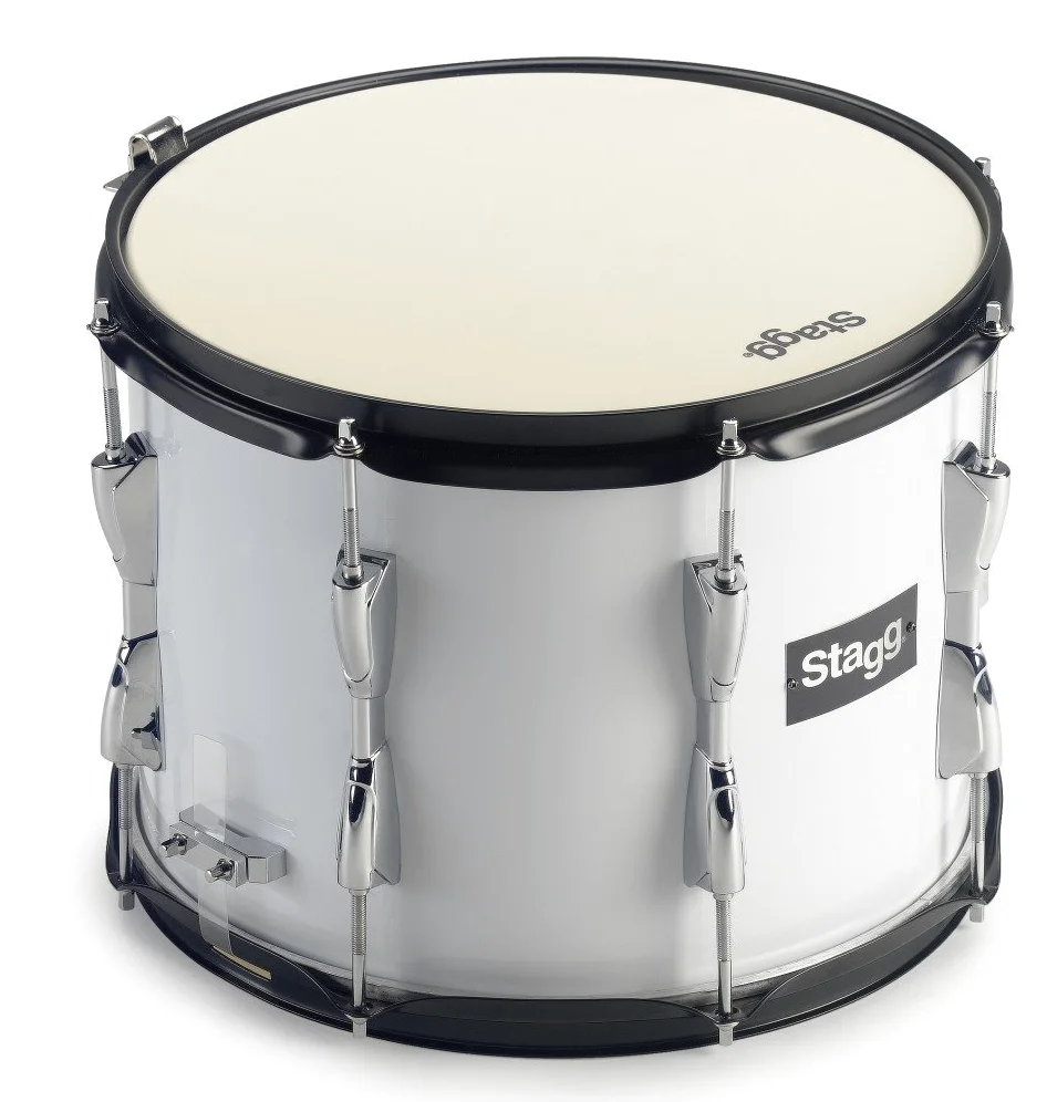 Stagg 22089 13 x 10 cm-Tamburo tenore da marcia, con tracolla, colore: bianco