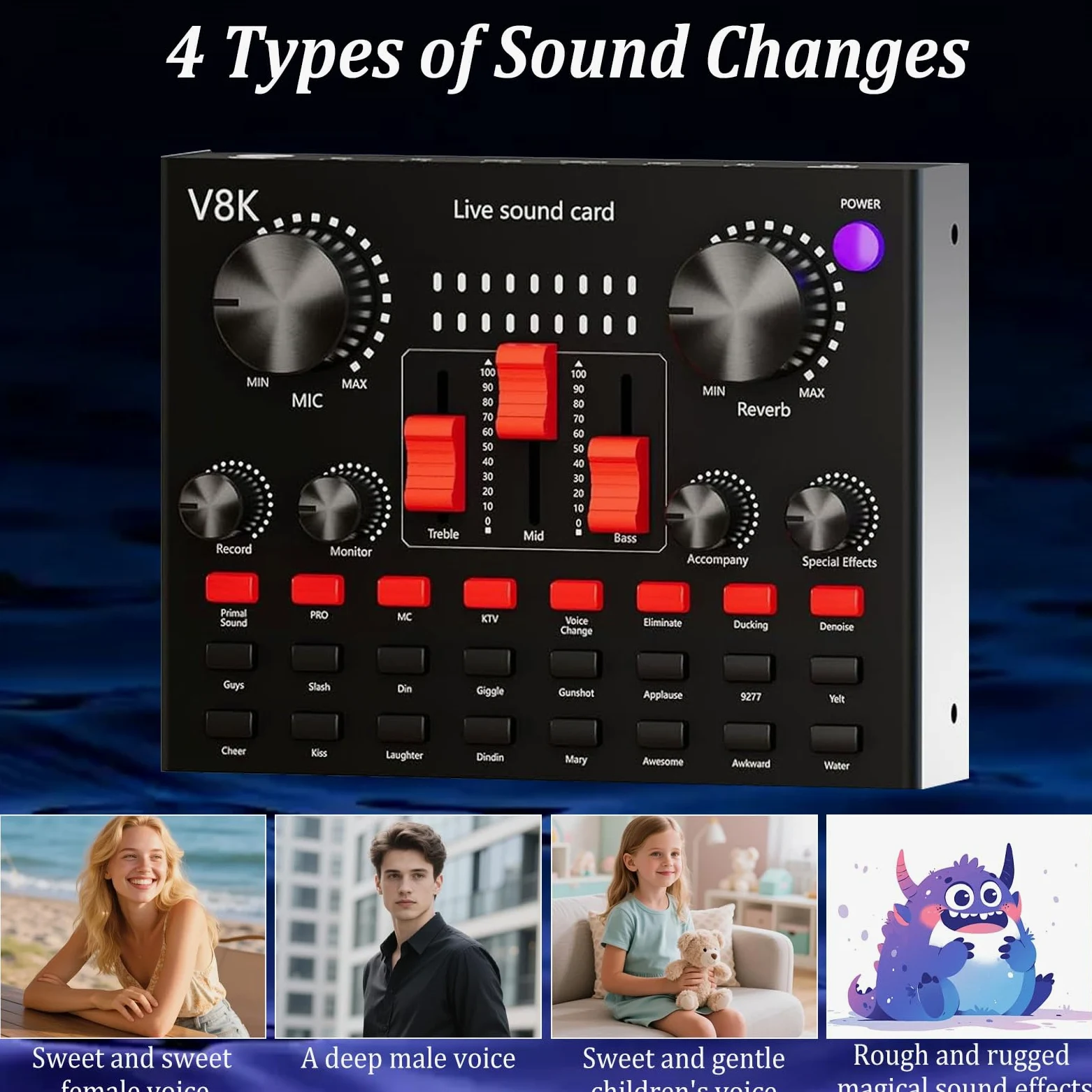 Podcast - Microfono per gamer e mixer all-in-one, perfetto per Live Streaming, YouTube, Gaming