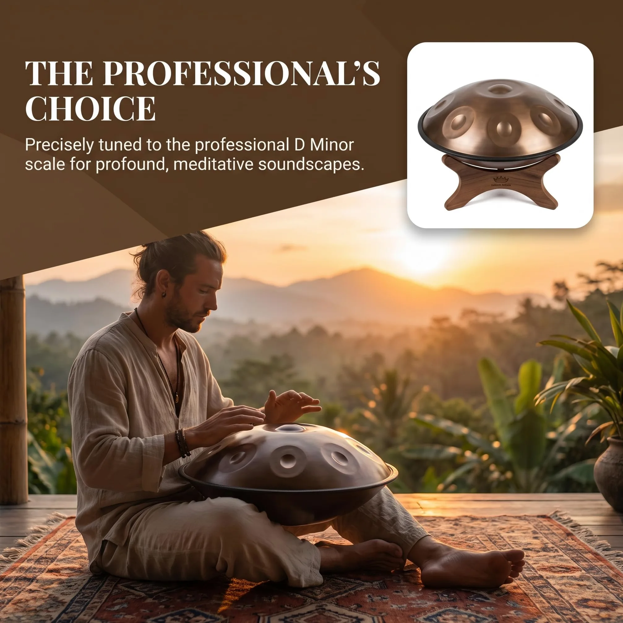 Handpan Da 22 Pollici, 17 Note, 440 Hz In Re Minore, Strumento A Percussione In Acciaio, Supporto Resistente E Borsa Da Viaggio, Armonico Professionale Per La Terapia Del Suono