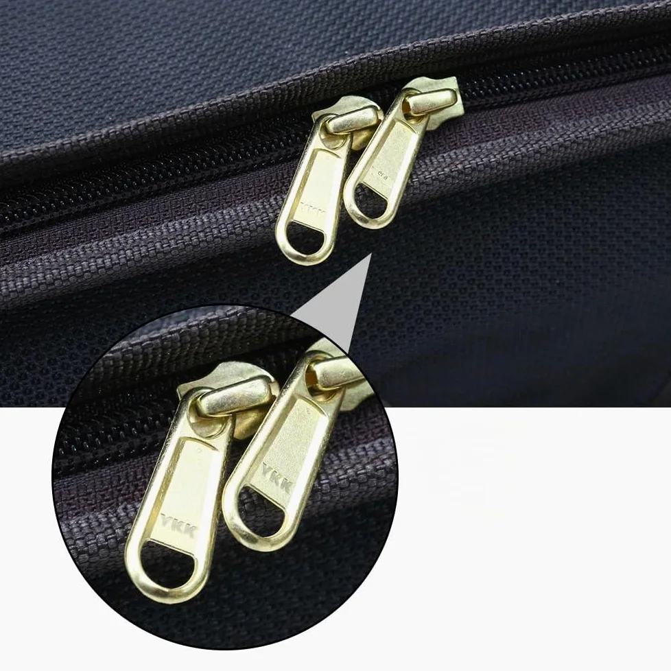 Custodia per violino doppia, in legno, per due violini 4/4, dimensioni standard, in nylon Oxford, interno in seta con cinturino posteriore (interno blu)