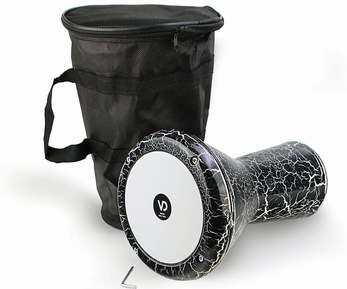 VD Vatan Darbuka, Tamburo orientale per bambini, in alluminio pressofuso, effetto laccato, colore: Nero/Bianco, 2040-S-B
