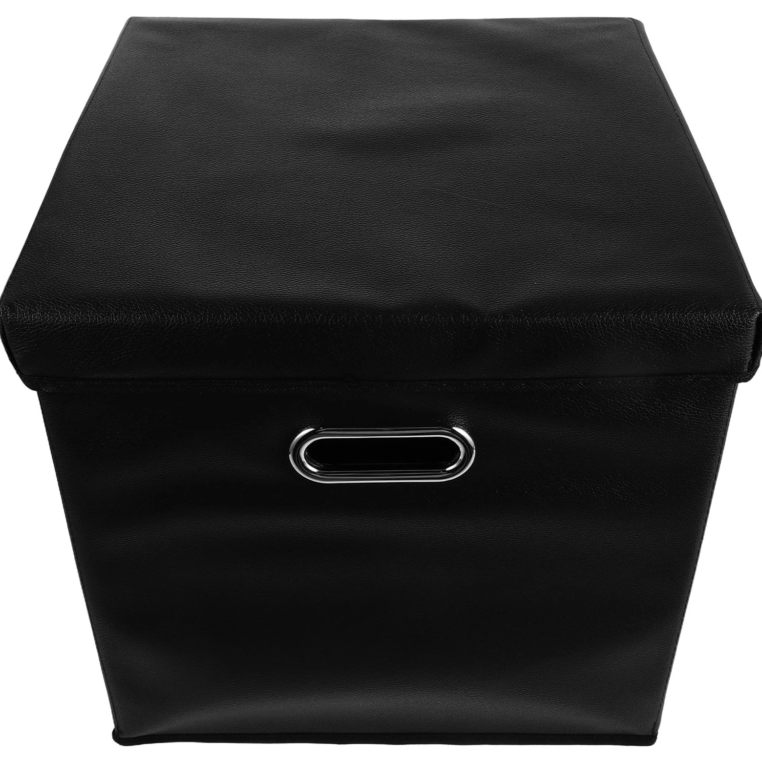 Uonlytech Porta Dischi Vinile Nero con Manico Resistente All'acqua in Pu e Lega, Contenitore Portatile per Album Vinile, Organizer Compatto per Raccolta Musicale