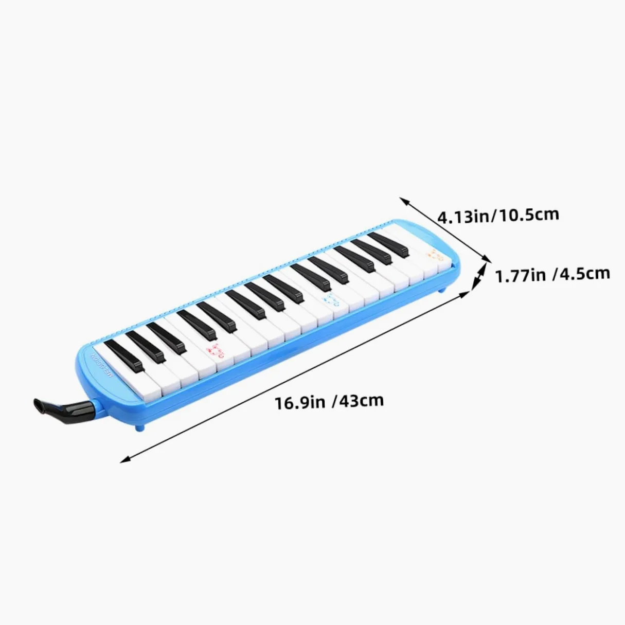 Melodica 32 Tasti per Principianti con Tubo e Bocchino | Strumento a Fiato in Plastica, Design Blu Bianco D119, Adatta a Festa e Performance