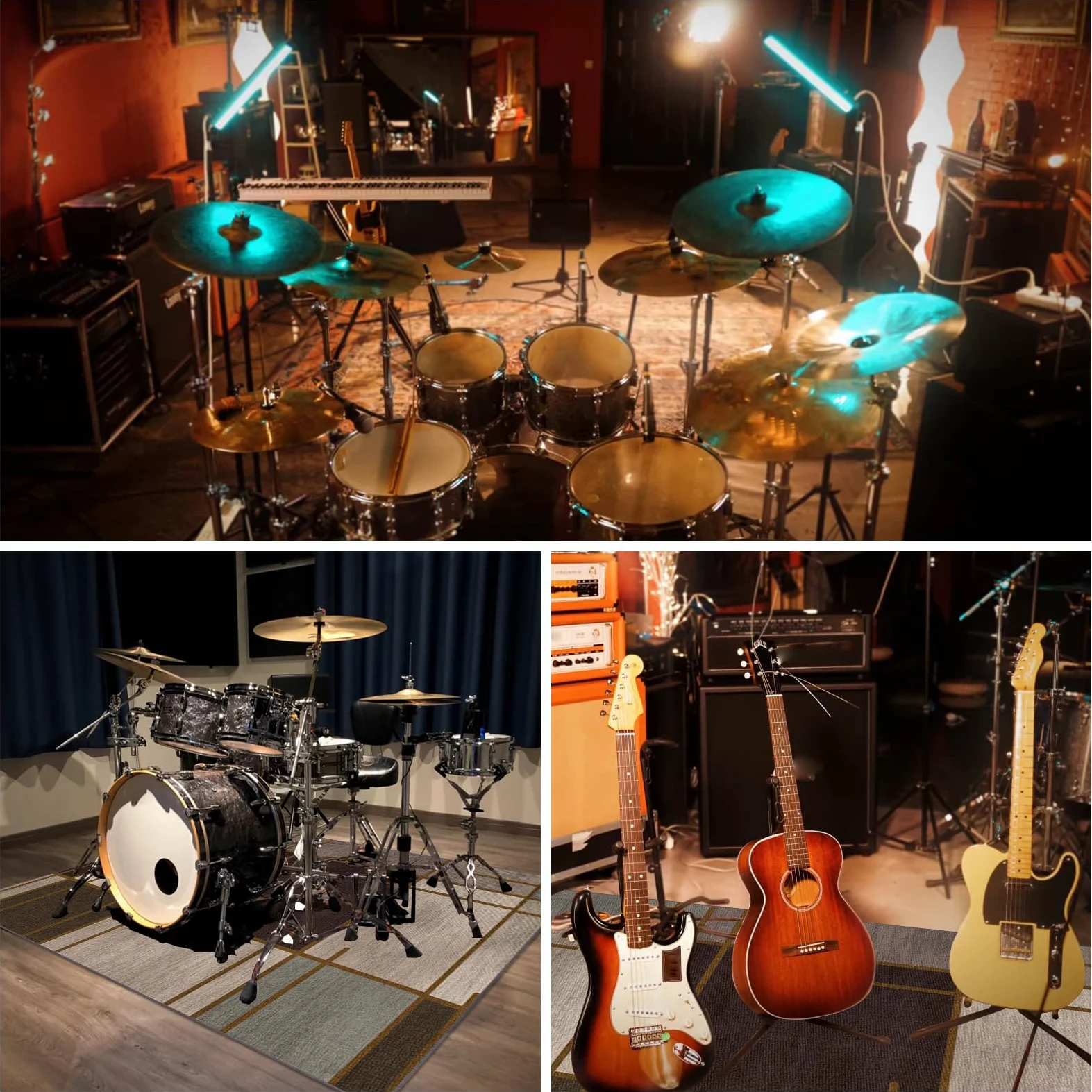 Tappeto Batteria Insonorizzato, Tappetino per Batteria Elettronica, Tappeti Antiscivolo 200 x 180 cm Tappetini Strumenti Musicali Drum Carpet per Rullante Grancassa Tamburo Jazz Batteria