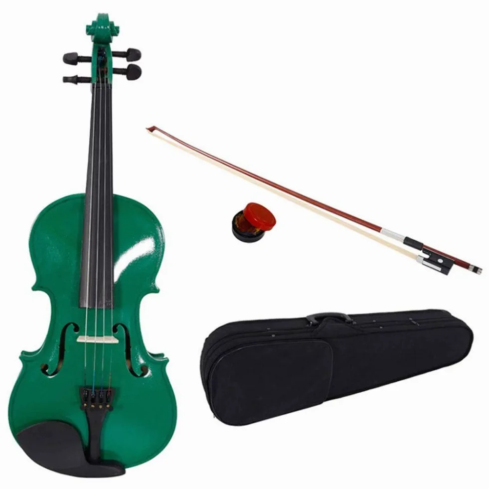 Violino Standard da Studente, per Principianti, Nuova Custodia for Violino Acustico 4/4 Bow Rosin Green - Set di violini for Bambini Principianti Studenti Adulti