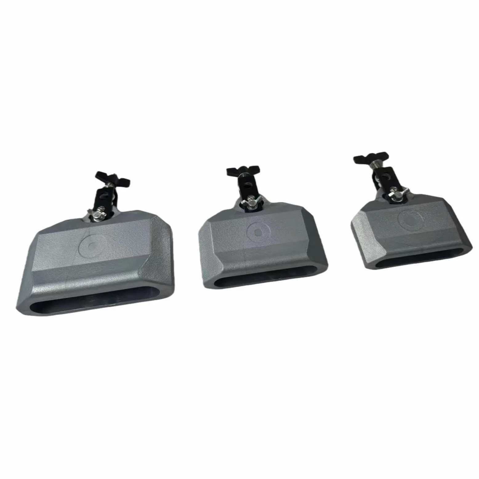 F Fityle Set di blocchi per percussioni musicali con campanaccio da 4", 5" e 6" con supporto per batteria, per esibizioni in festival, Grigio