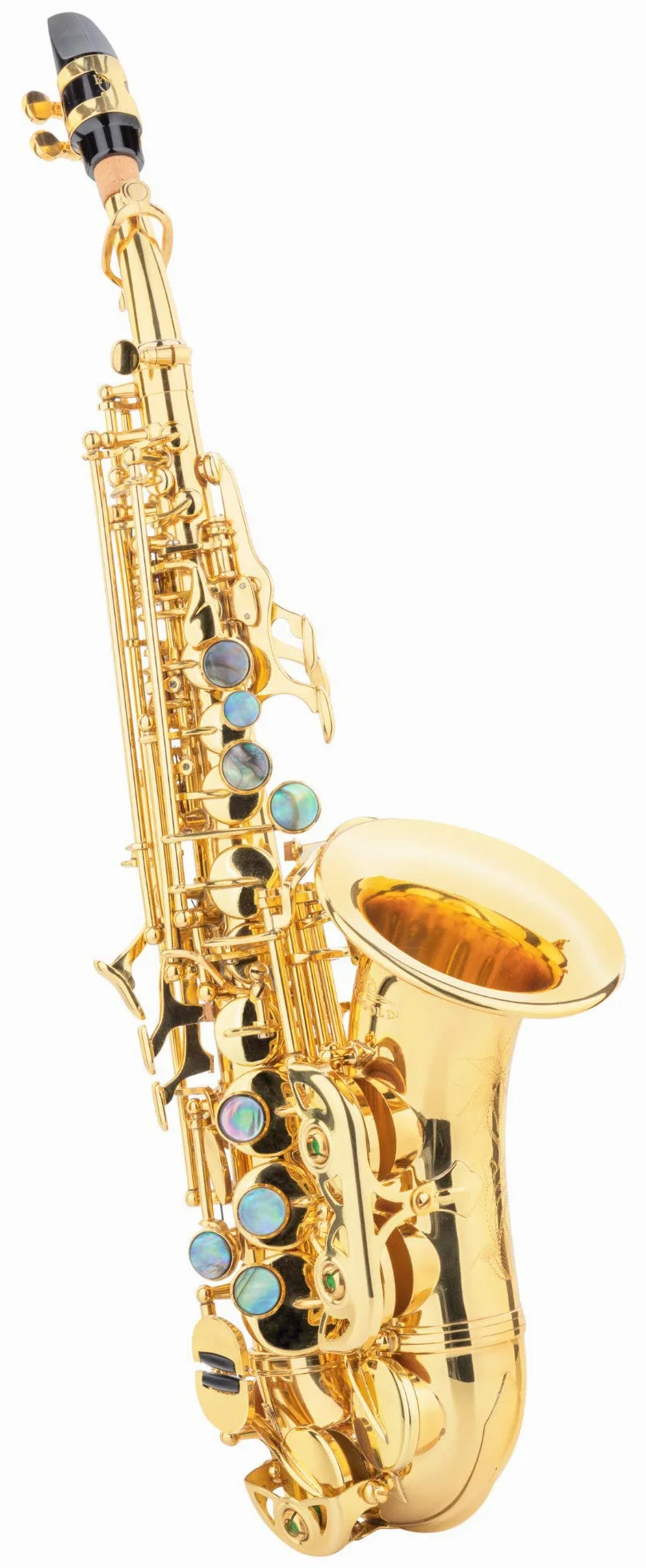 LSS-20Lc Sassofono Soprano verniciato, Verniciato trasparente | Sassofono soprano curvo in ottone, Chiave alto-fa diesis, Chiave alto-sol, Suono potente e rotondo, Risposta rapida, Peso: 1