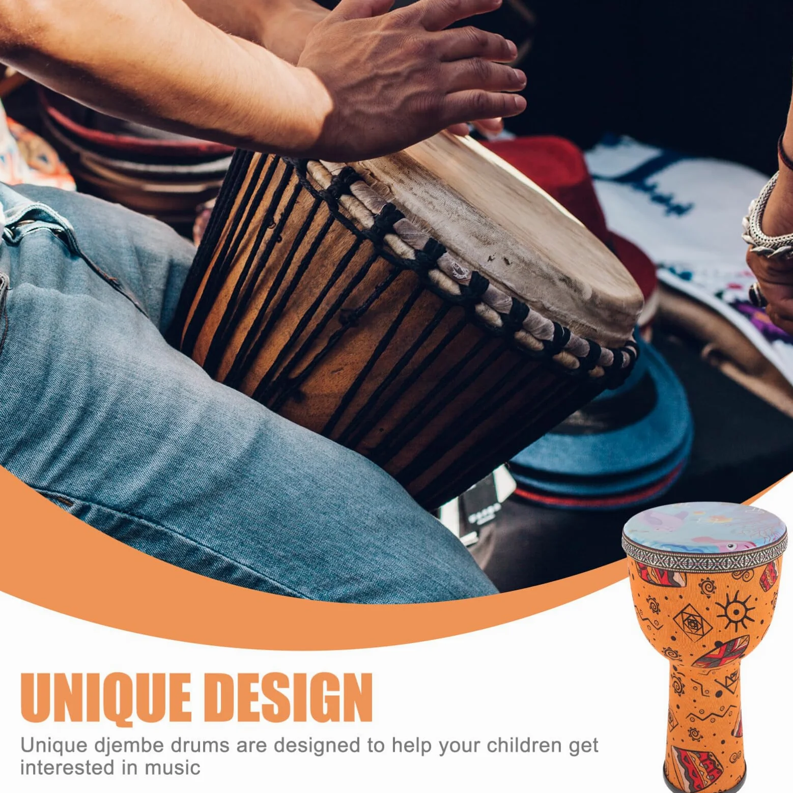 Garneck Tamburo Djembe Tamburo Bongo Professionale 8 Pollici Tamburello Stile Africano Occidentale Illuminazione Della Infanzia Strumenti Musicali Di Halloween Per Bambini