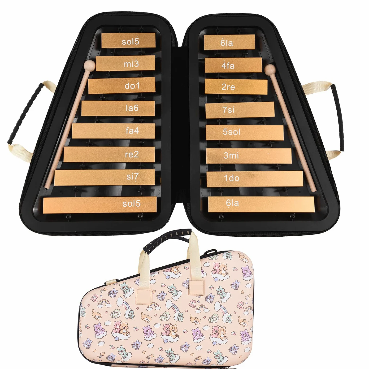 Hanzete 16 tasti Glockenspiel Piastra in alluminio xilofono 16 note strumento a percussione musicale educativo precoce con custodia martelletti per bambini sviluppo musicale dei sensi