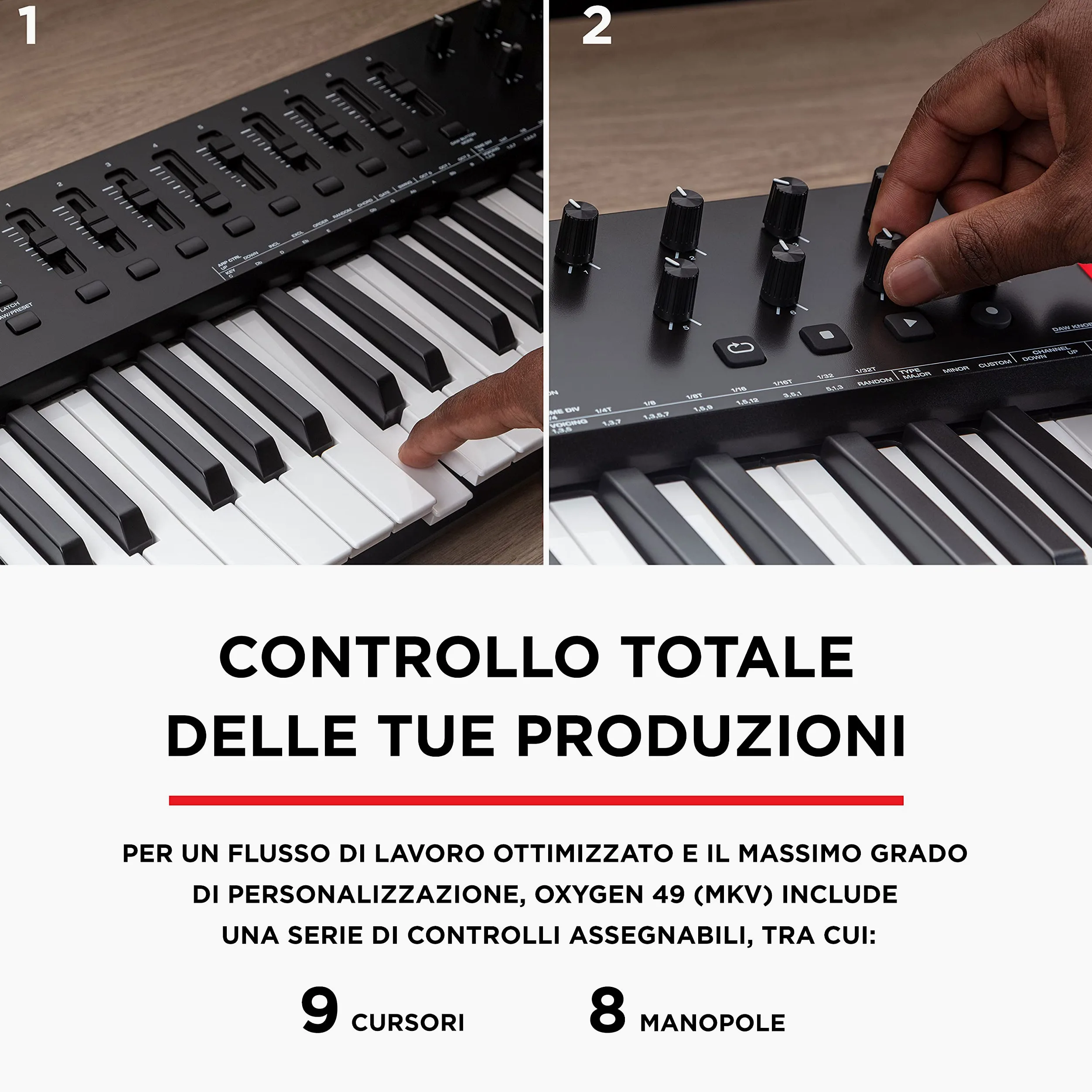 M-AUDIO Oxygen 49 (MKV) - Tastiera-controller USB MIDI a 49 note con pad Beat, Smart chord, modalità Scale, arpeggiatore e pacchetto Native Instruments Sound (integrazione NKS)
