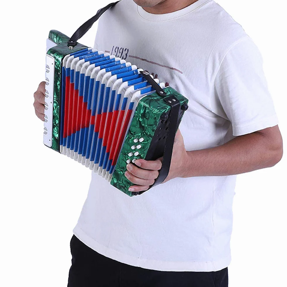 Vendite Pazze Fisarmonica a pianoforte per strumenti musicali a fisarmonica a pianoforte a 8 bassi per principianti per studenti(verde)