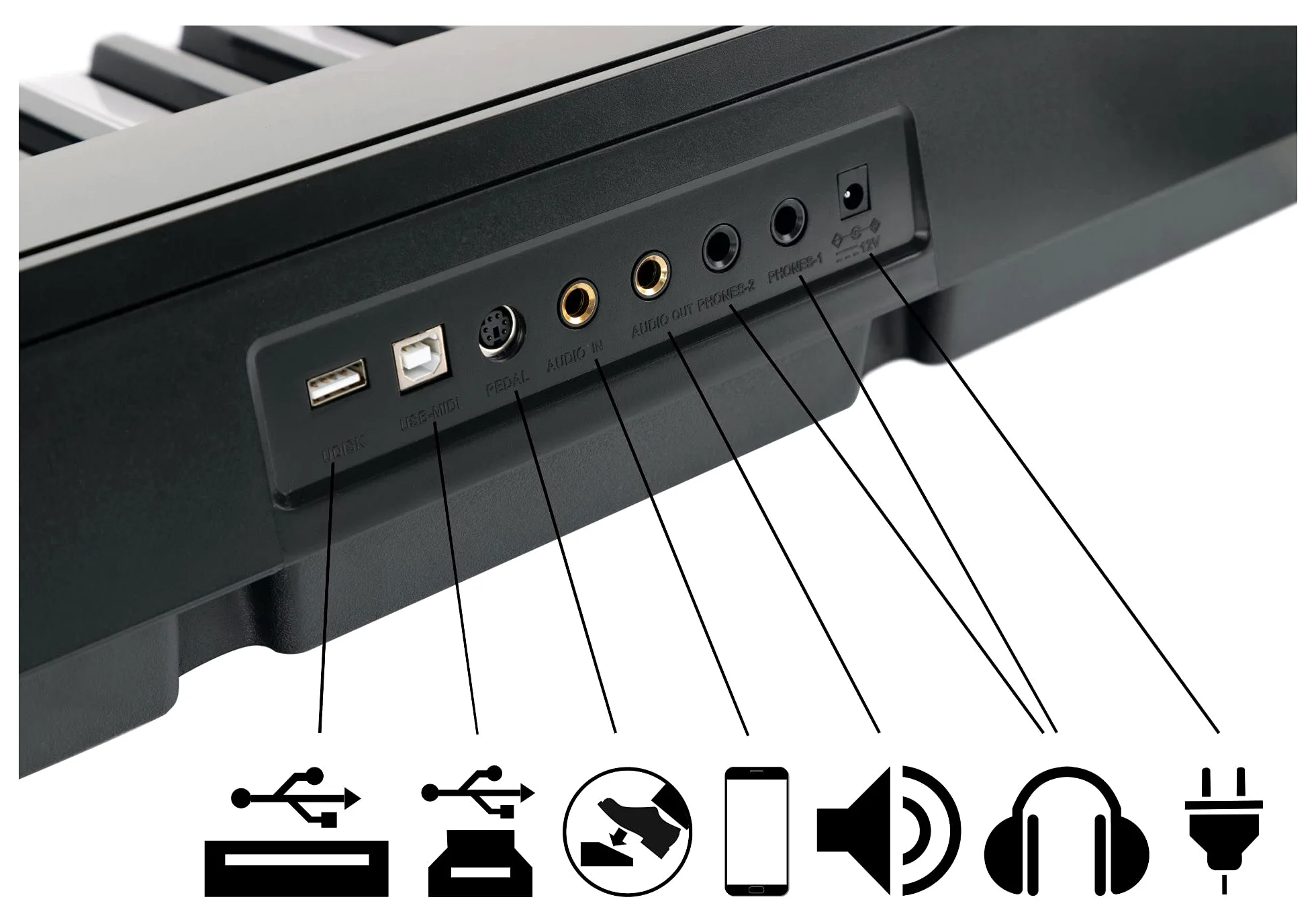 McGrey DK-88 Tastiera Beginner in Look Stagepiano - Tastiera per principianti con 88 tasti - con supporto - 146 suoni - Funzioni Split, Dual e Twinova - inclusa pedaliera sustain - Nero