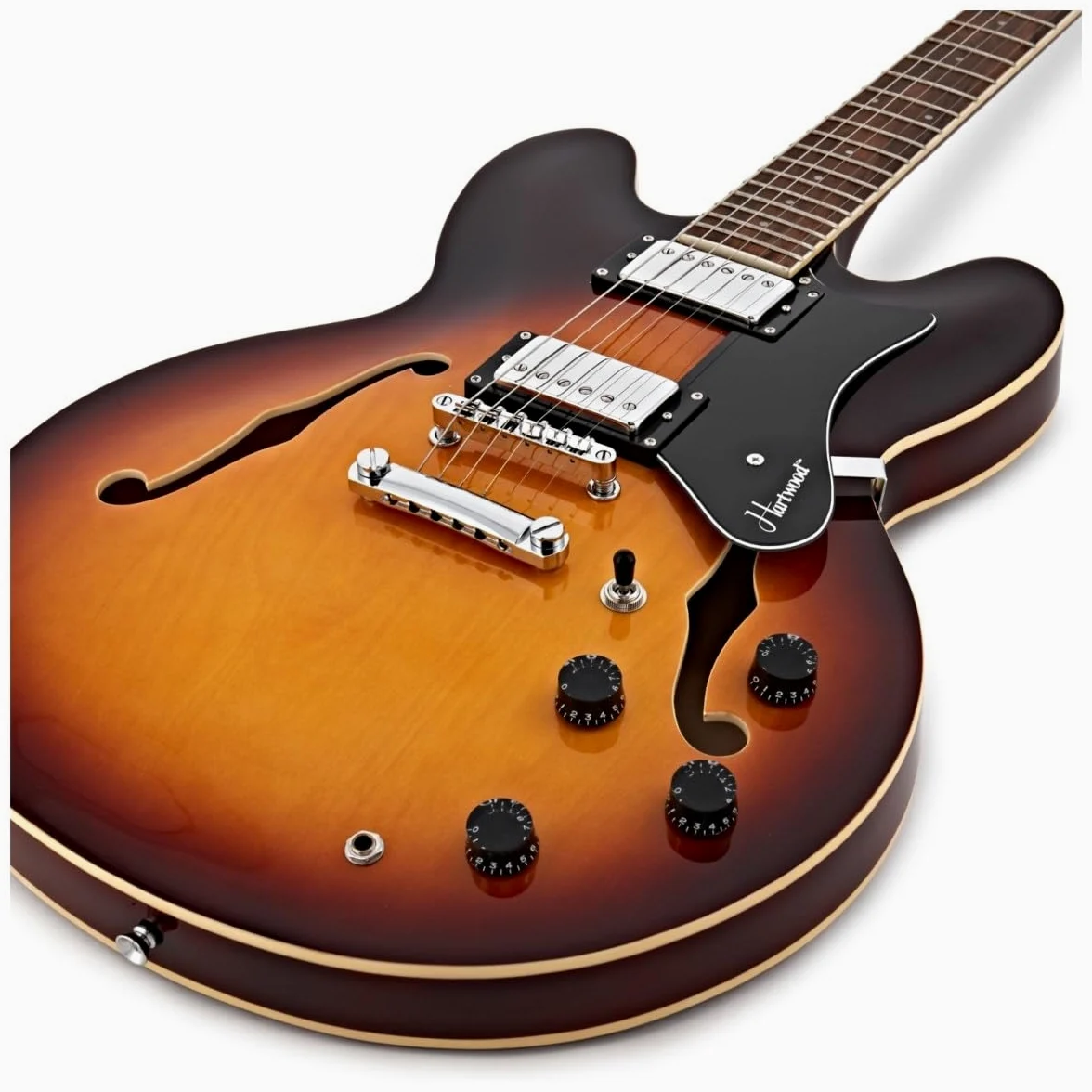 Hartwood Chitarra semi-acustica Revival e custodia rigida, Sunburst | Include Custodia Rigida, Ponticello Fisso per Accordatura Stabile e Sustain, Corpo Semi-Cavo in Tiglio, Sunburst