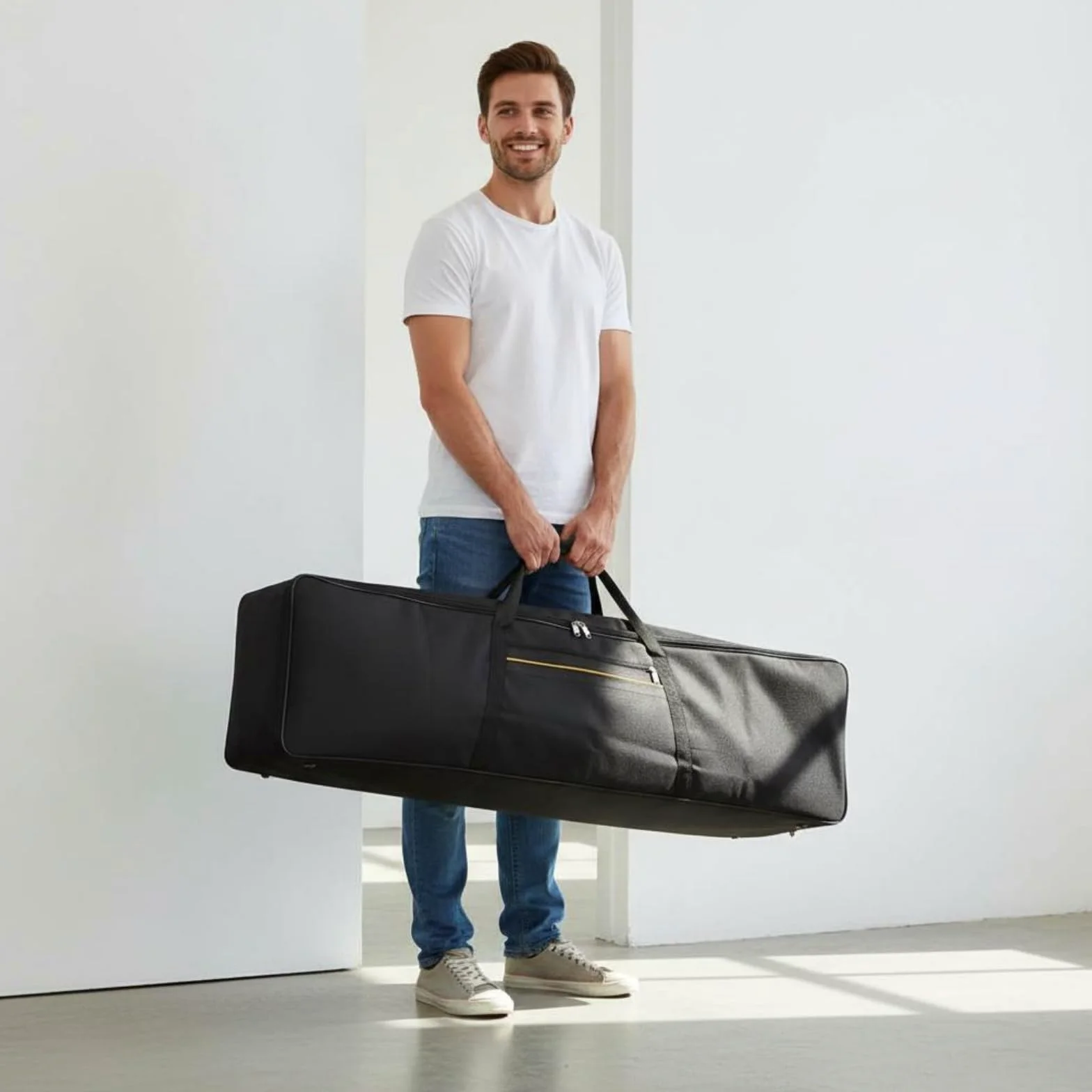 Custodia Tastiera Elettronica con Protezione Interna Maniglia Rinforzata Tasca Accessoria Tessuto Impermeabile Adatta per Trasporto Pianoforte, Standard
