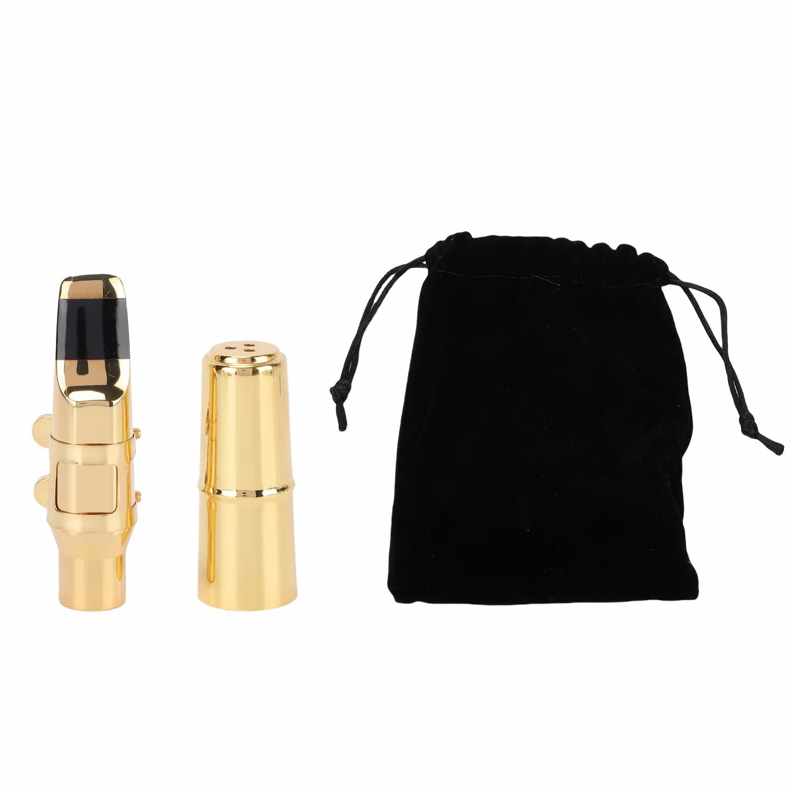 Bocchino Sassofono Alto Set C-6, Bocchino in Ottone Oro in Ottone con Legatura del Cappuccio e Borsa