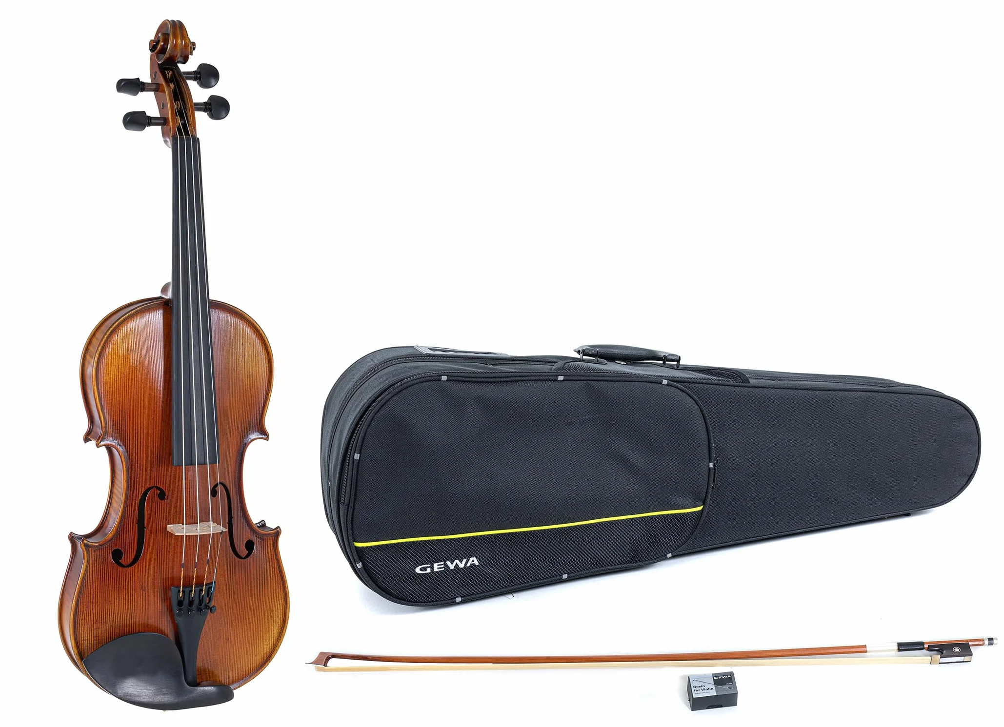 GEWA, set di violini serie Maestro 2 VL 4, 1/4 pronto per l'uso incl. custodia sagomata, arco Massaranduba e corde Larsen Aurora