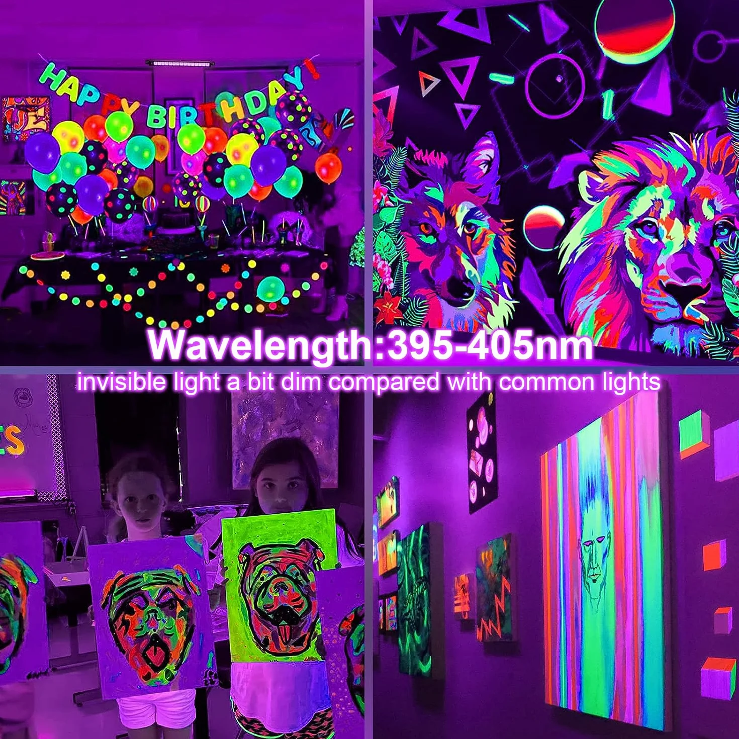Eleganted Luce Nera UV, 100W Faretto UV LED con Spina, IP66 Impermeabile Faretto Ultravioletta 395-405nm Black light per Festa,Pittura Fluo,Poster Fluorescente,Bar,Halloween,Party,Discoteca