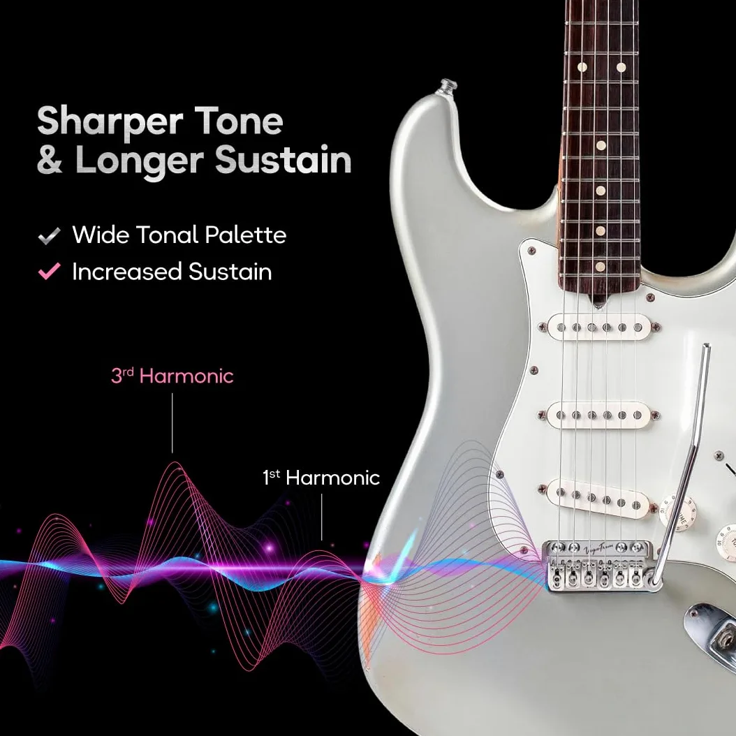 Vega-Trem VT1 - Ponte tremolo per chitarra Stratocaster standard speciale a 6 viti, per Stratocaster, senza mod, facile installazione (lucido, destro)