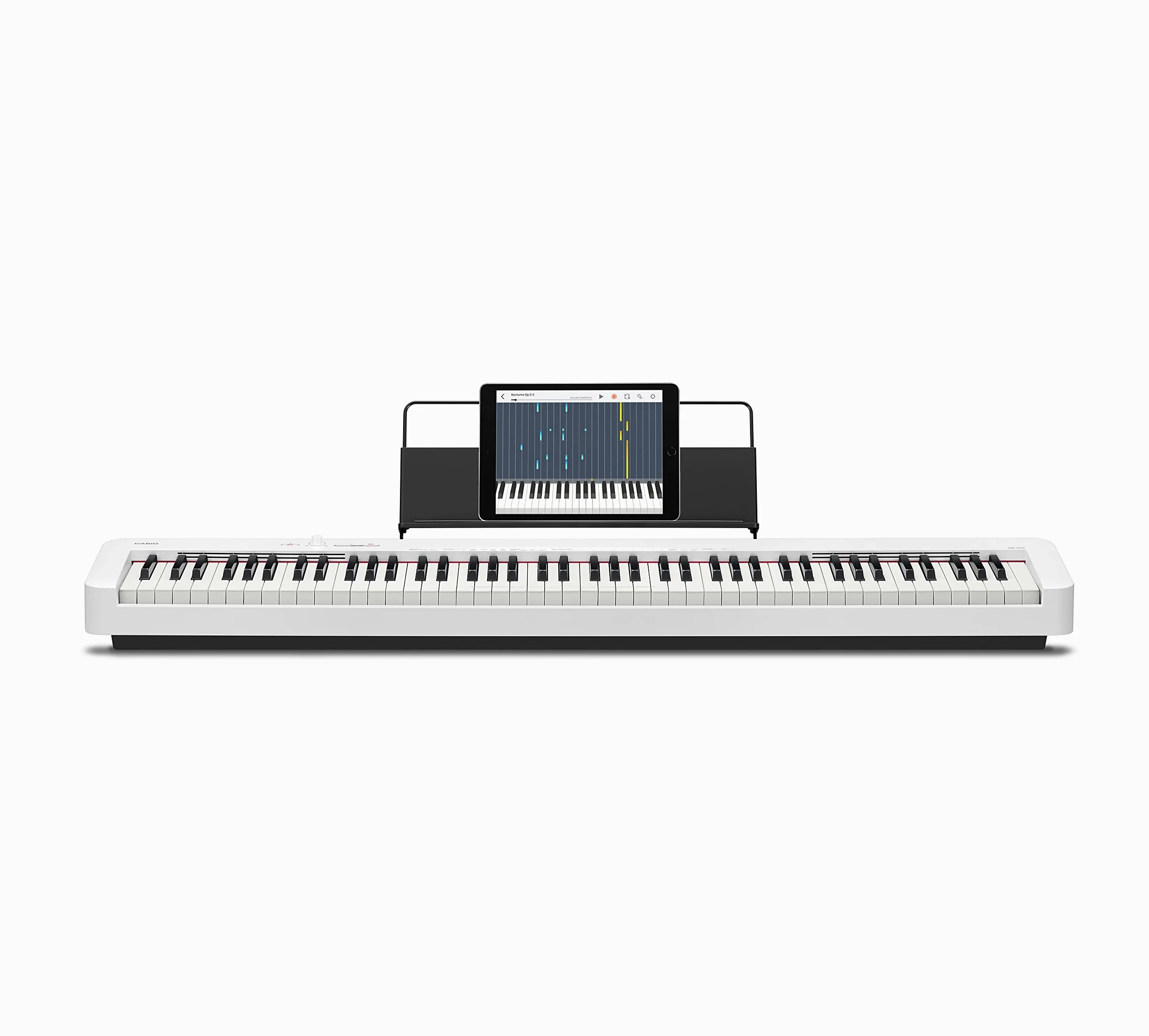 Casio CDP-S110BK Pianoforte digitale con 88 tasti pesati, bianco & Rockjam Xfinity Douproed Presunbled Keyboard Stand con cinghie di bloccaggio