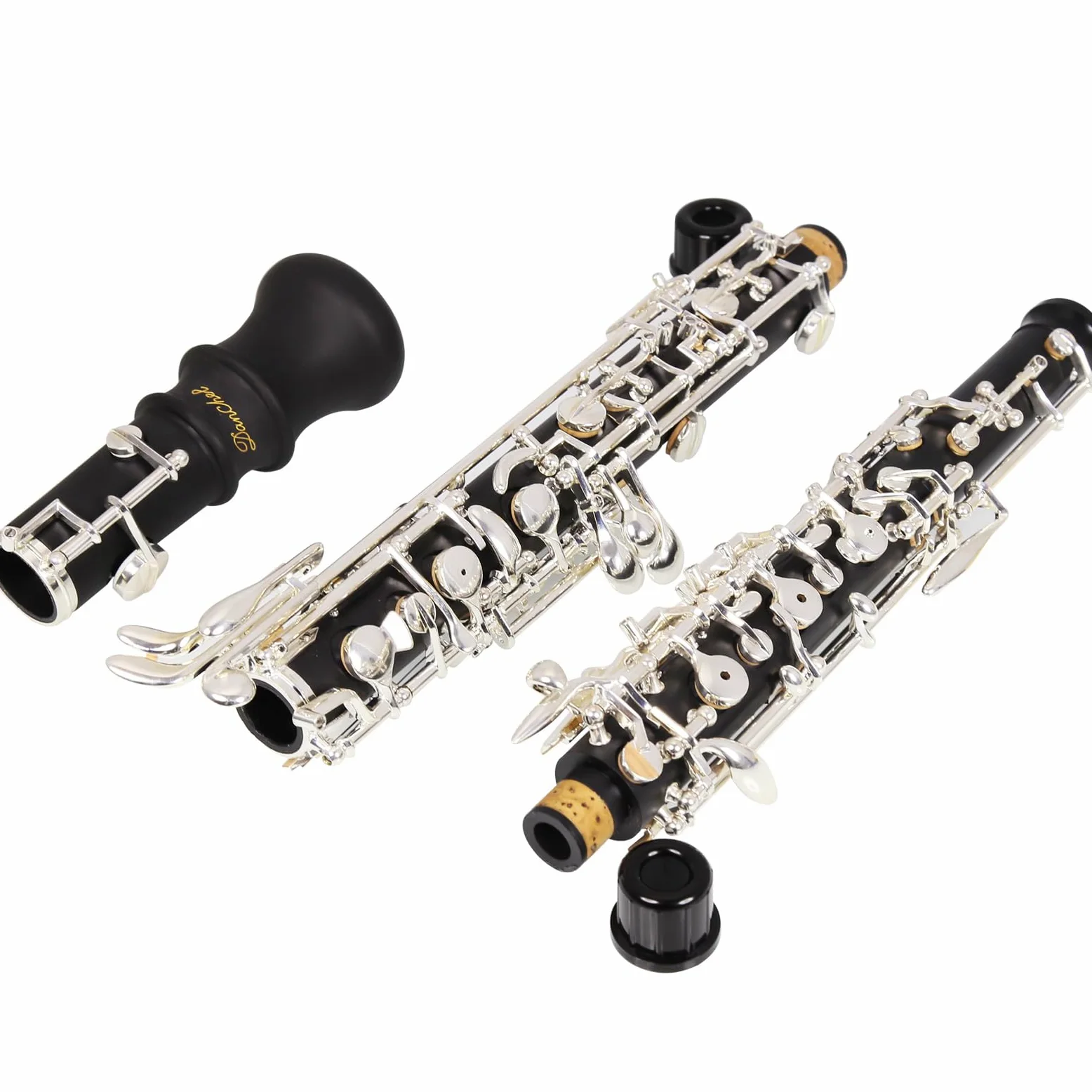 Oboe Beginner Student Level ABS Corpo Argento Semiautomatico C-Ton con foglia di tubo, panno per la pulizia, bastoncini, carta cipria, carta assorbente, supporto per pollice, cacciavite, guanti,