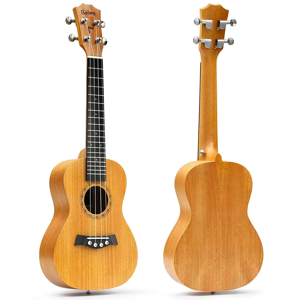 Ukulele da concerto con parte superiore in mogano, 58,4 cm, con accessori per ukulele con custodia, tracolla, corda in nylon, plettri 21 inch Naturale