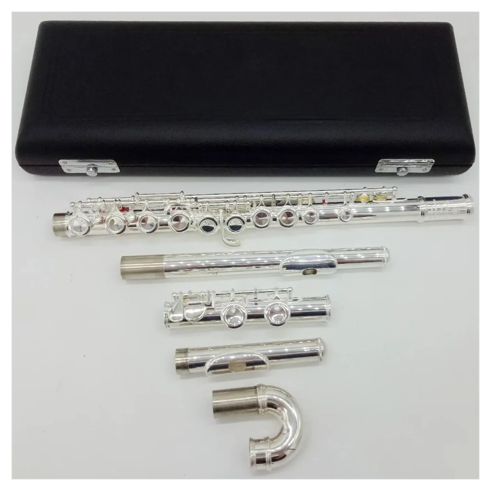 Flauti Placcati In Argento Strumento Per Studenti Flauti Con Testata Curva 16 Fori Chiusi Chiave E Con Custodia Flauto Traverso Kit