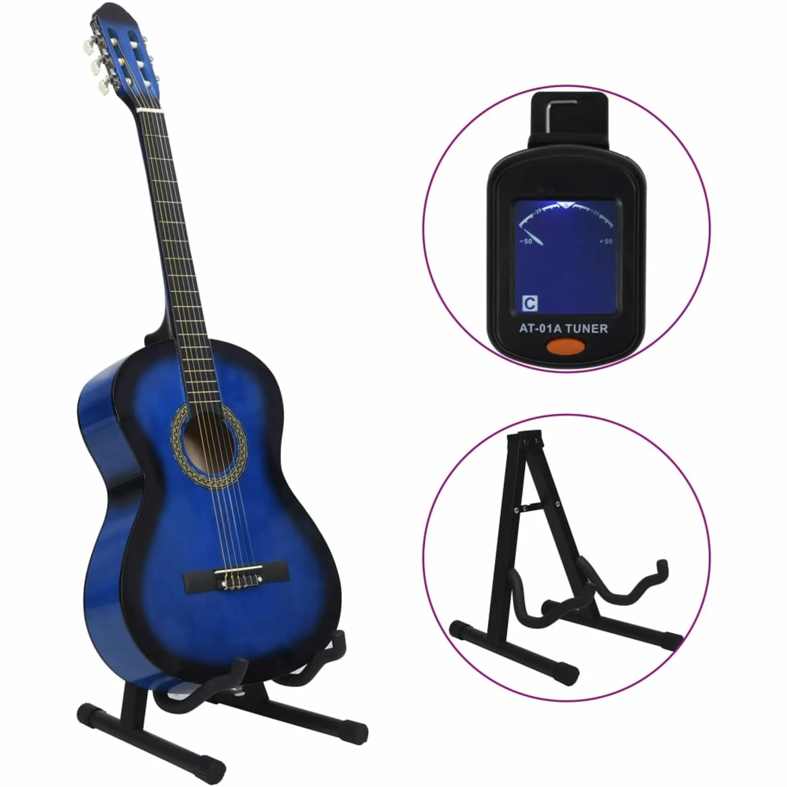 Set Chitarra Classica per Principianti 12 pz Blu 4/4 39",Arte e Svago,Hobby e Arti Creative,Strumenti Musicali,Strumenti a Corda,Chitarre-70109