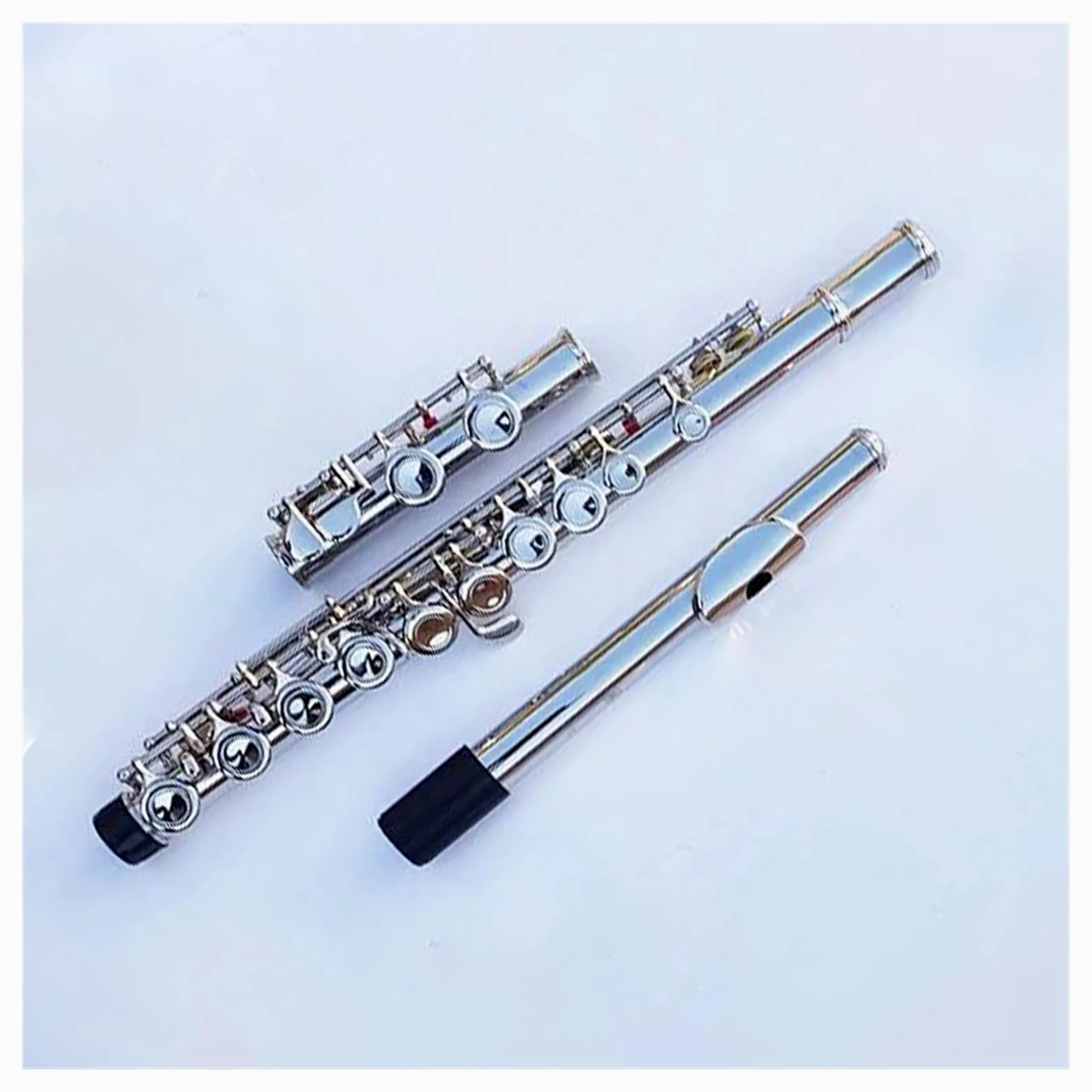 Set di flauti a 16 Fori Chiusi con Chiave di Mi, Flauto Placcato in Argento, Tono di Do, Materiale in Rame Bianco, Strumento Orizzontale.,