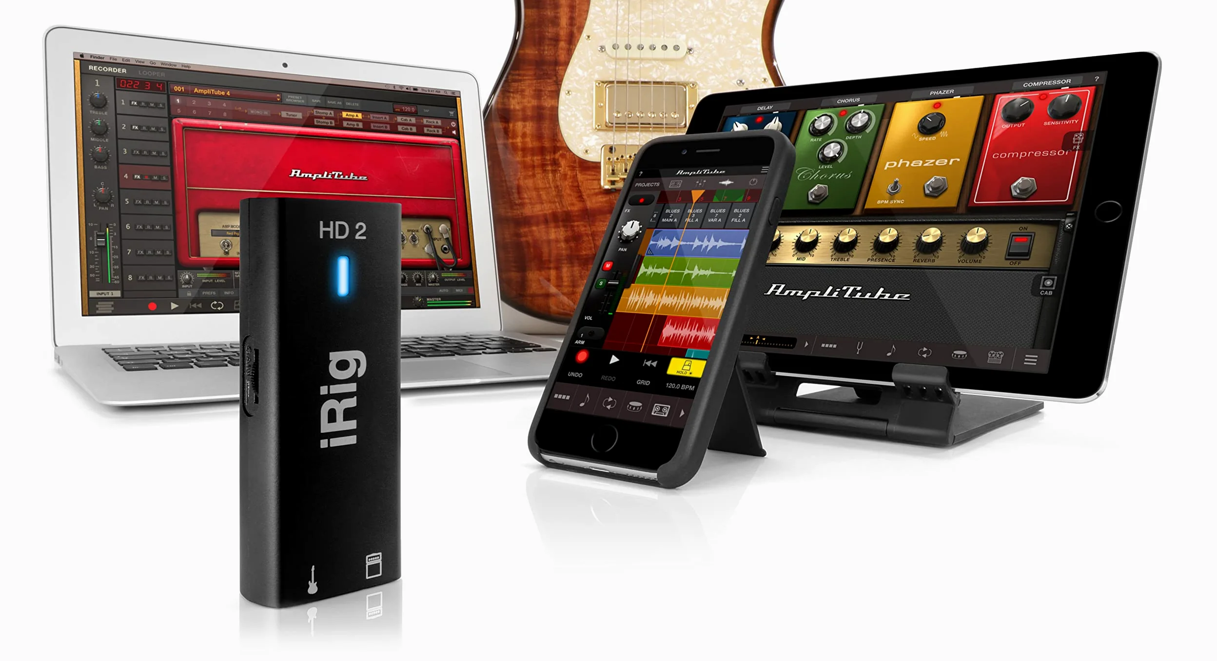 IK Multimedia iRig HD 2 - Interfaccia Audio Digitale per Chitarra e Basso, Per iPhone/iPad/iPod e Mac/PC, Nero