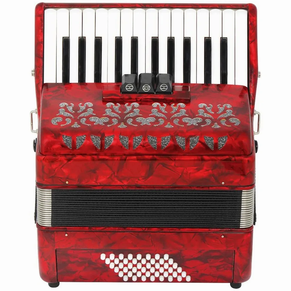 Fisarmonica A 26 Tasti E 48 Bassi, Strumento A Molla for L'allenamento del Ritmo con Tastiera A Mano, Suono Morbido E Affascinante, con Tracolla E Zaino for Fisarmonica