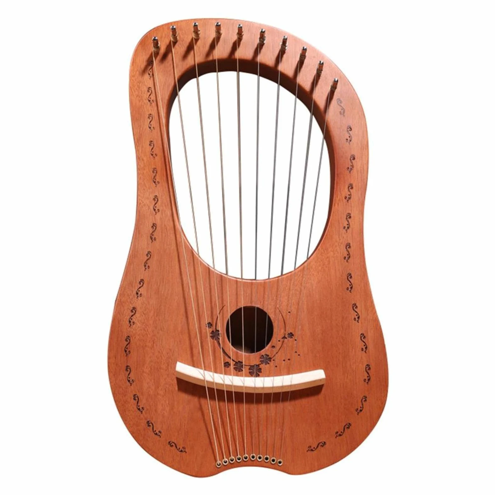 Arpa A Lira - Strumento Portatile In Mogano Per Arpa A Lira A 10 Corde Con | L'arpa a lira in mogano con 10 corde in acciaio offre toni chiari in un design compatto e portatile per i principianti.