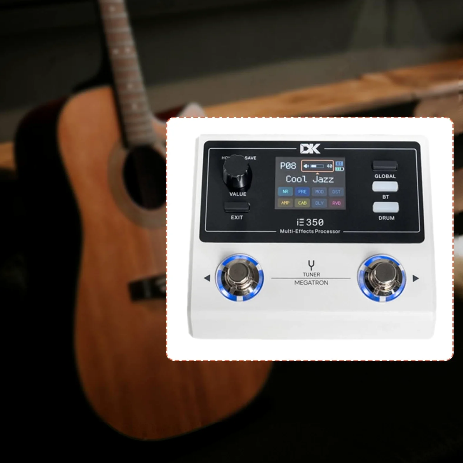 Pedale multieffetto per chitarra ad alte prestazioni con 100, ricaricabile, portatile e tascabile. Accessorio per strumento musicale.