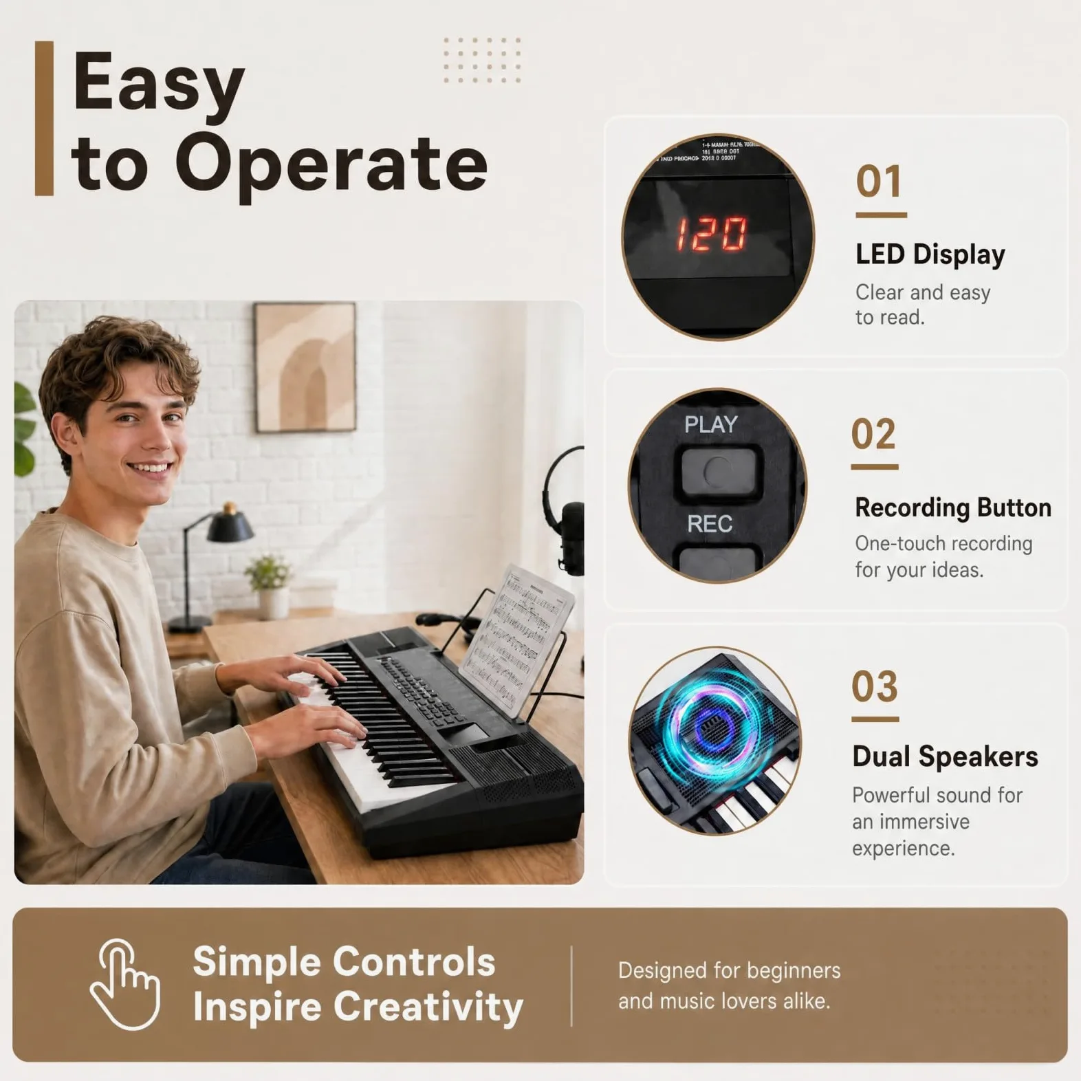 KOMFOTTEU Pianoforte Digitale 54 Tasti, con 200 Ritmi, 200 Suoni e 60 Demo | Tastiera Elettronica con Microfono e Leggio, Pianola Doppia Portatile e Leggera, per Bambini, Adolescenti e Adulti, Nero