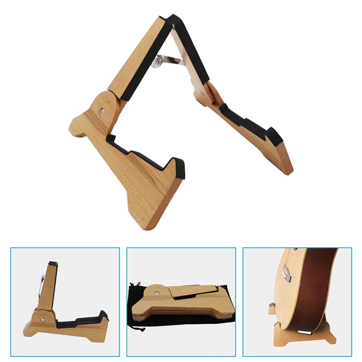 BESPORTBLE Supporto per Chitarra e Basso in Legno Leggero e Portatile, Stand per Chitarra Elettrica per Negozio di Strumenti Musicali e Utilizzo Domestico