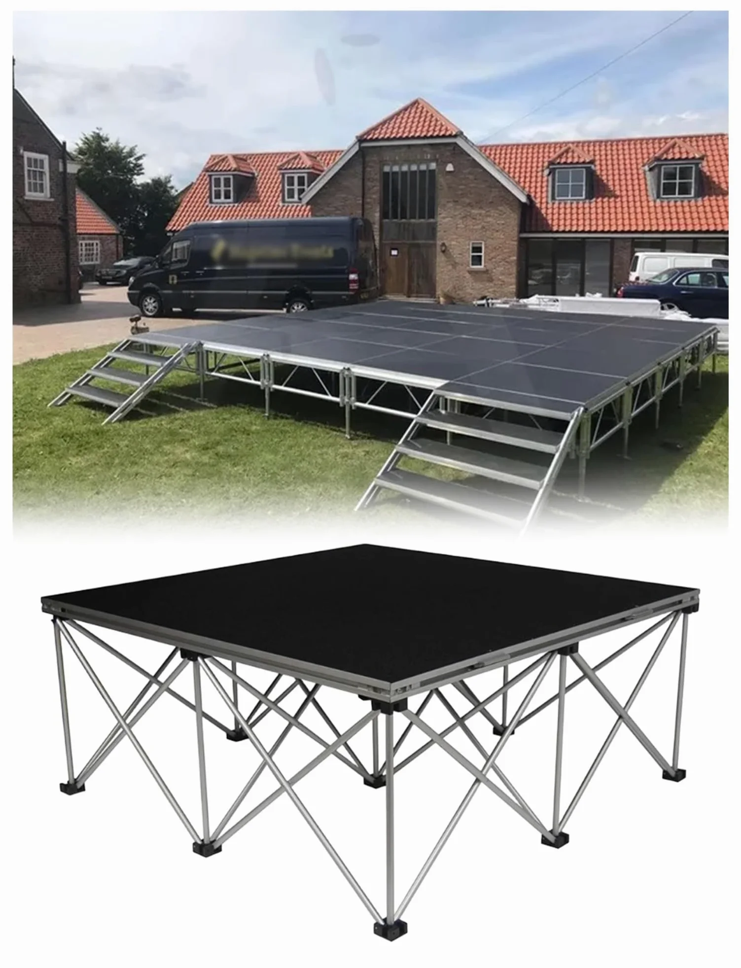 Piattaforma pieghevole e collegabile per palcoscenico, kit di riser regolabile in altezza per spettacoli, concerti e configurazione portatile di eventi