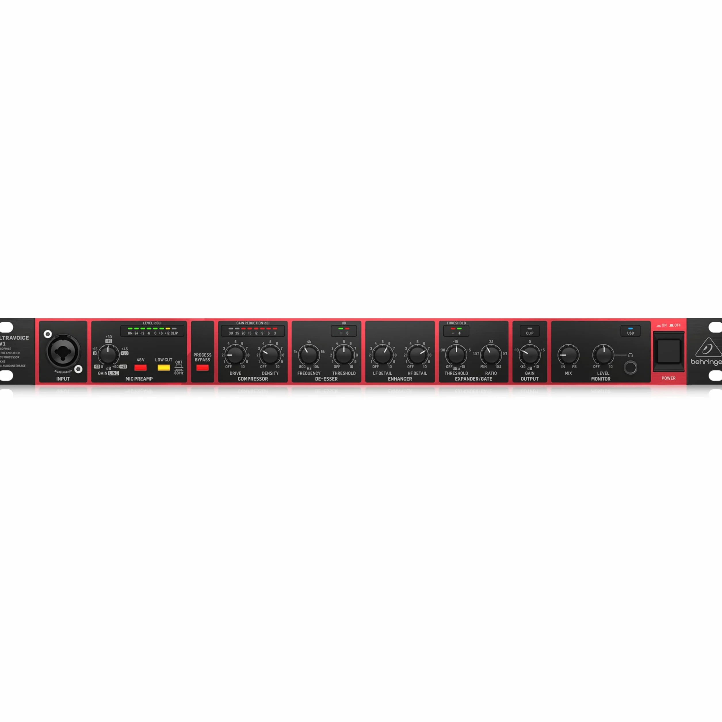 Behringer ULTRAVOICE UV1 Audiophile Mic Preamplificatore, Processore Vocale e Interfaccia Audio USB 192 kHz