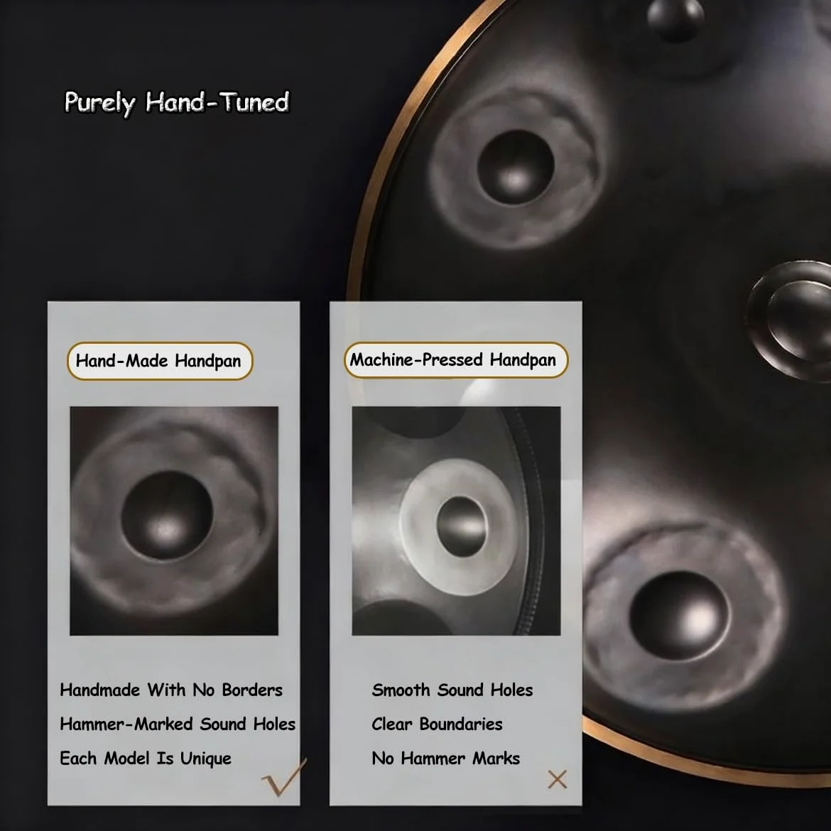 9/10/12 Note Strumento Handpan, 56cm Steel Pan Drum Instrument, Strumenti Musicali In Re Minore 440 Hz Con Borsa Morbida, 2 Mazze, Supporto(Viola,9)