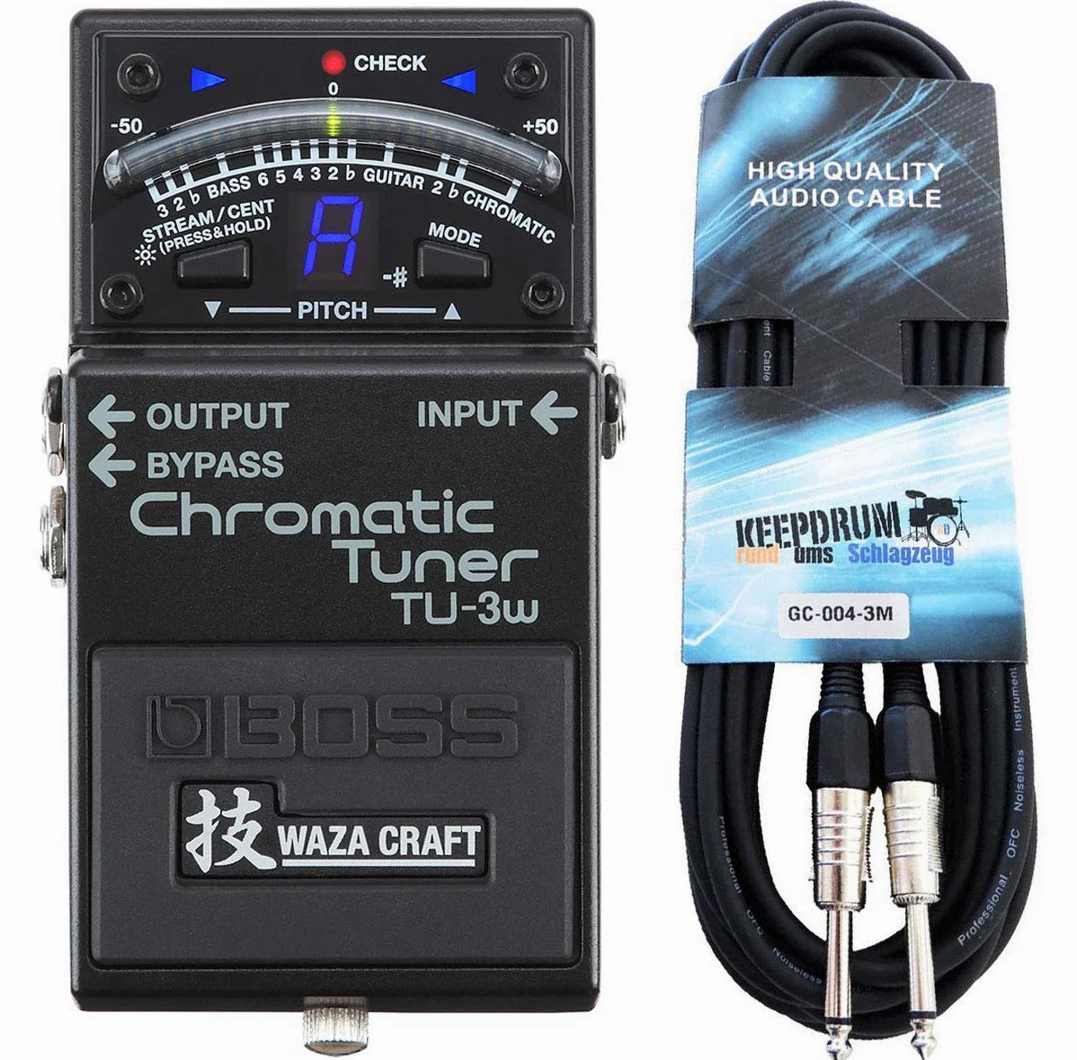 Boss TU-3W Waza - Accordatore cromatico con cavo keepdrum, 3 m