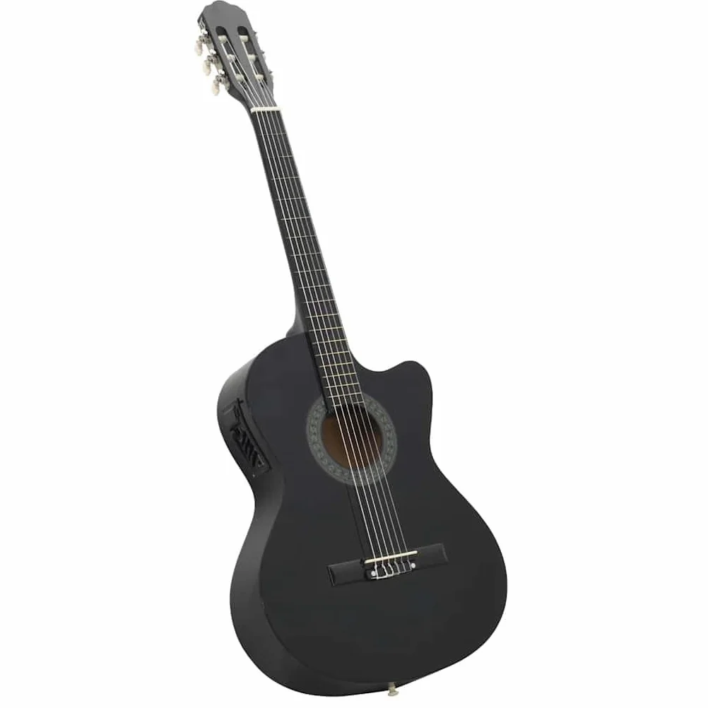 Set di 12 chitarre western con equalizzatore a 6 corde, nero, chitarra acustica Cutaway per principianti, insegnamento, con accordatore, capotasto, plettri, manovella per corde