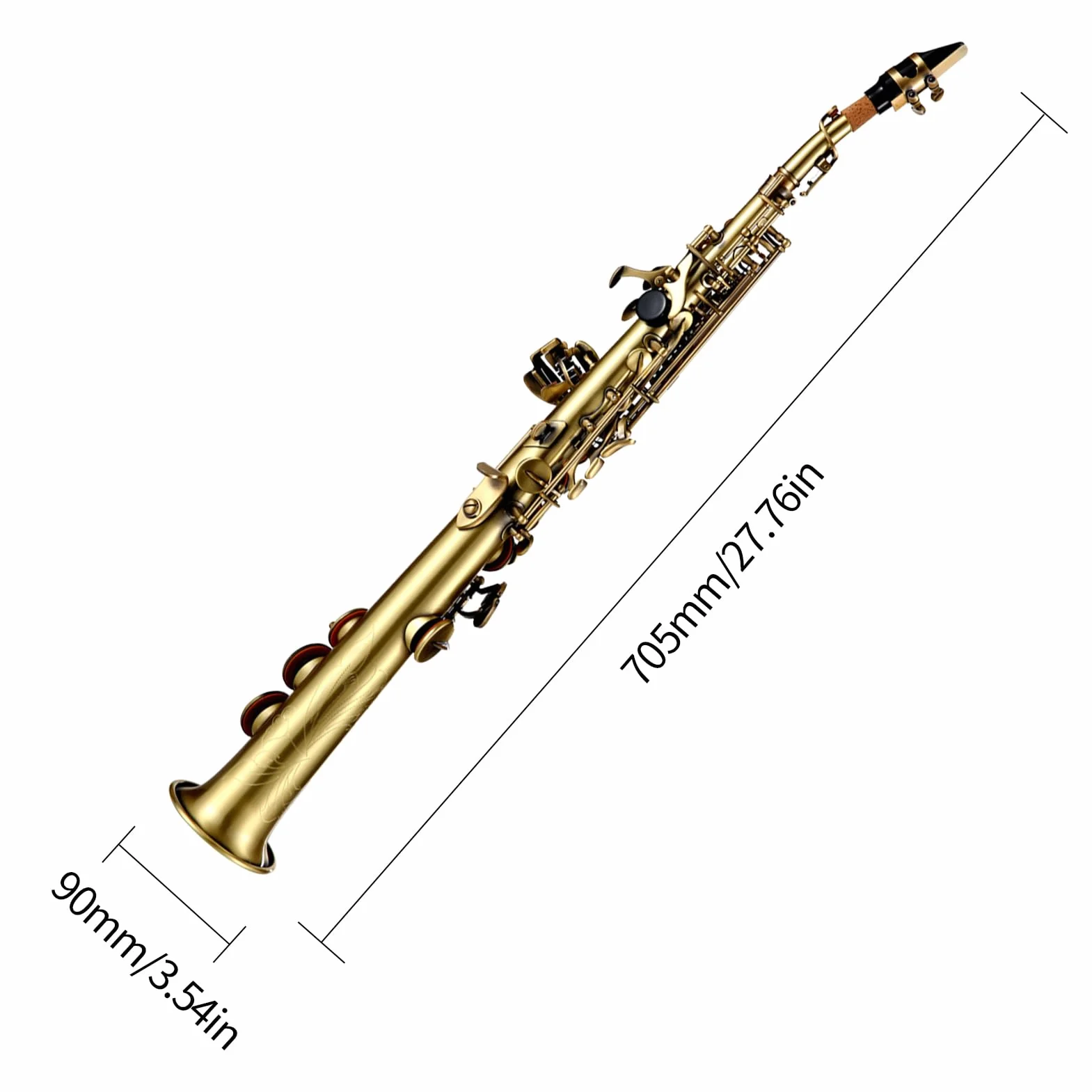 Btuty Ottone Dritto Sib Soprano Sassofono Nichelato Sax Strumento a fiato Modello di intaglio con custodia per il trasporto Bocchino Kit di pulizia per ance Guanti Cinghie Pennello