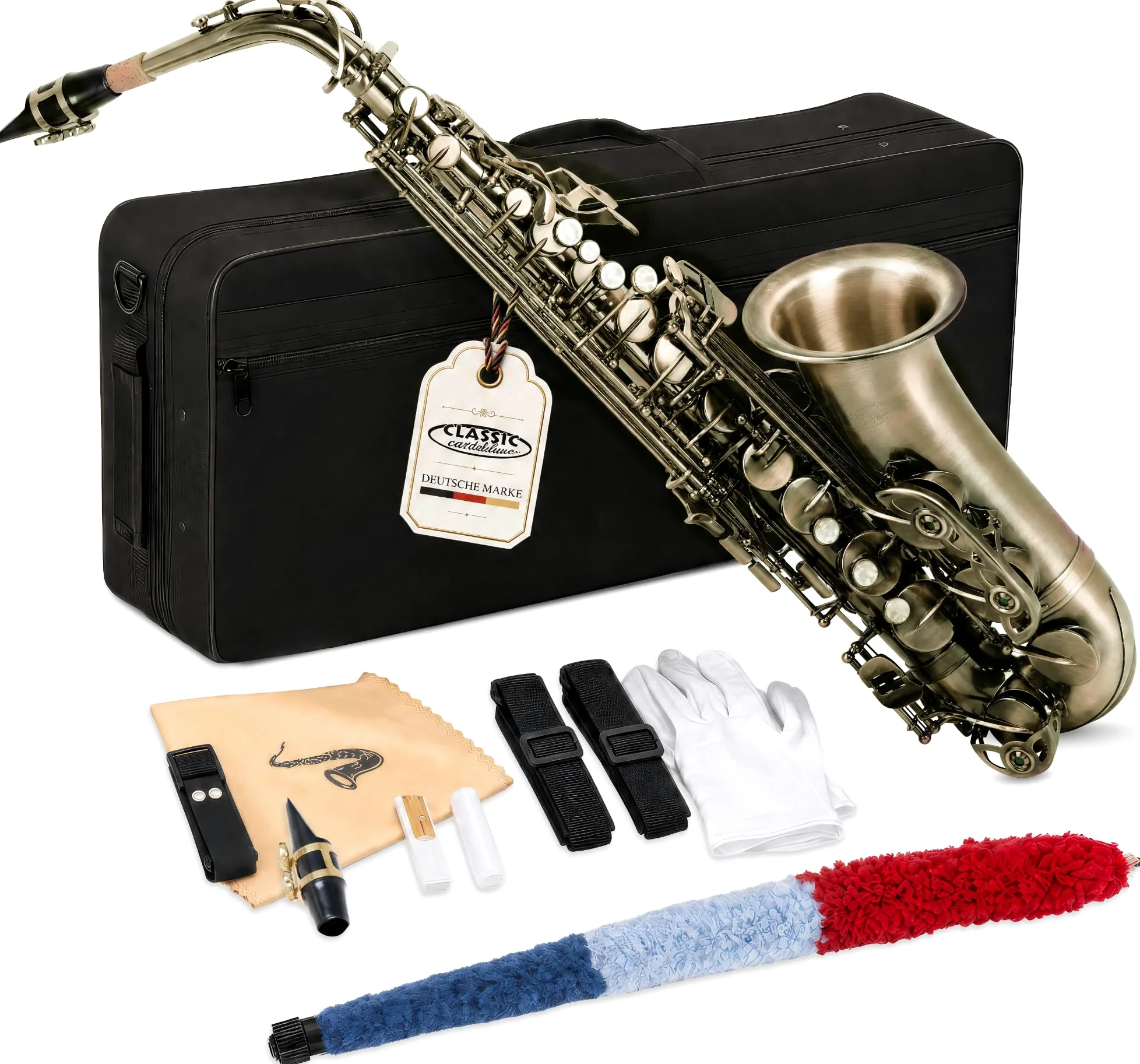 Classic Cantabile Winds AS-450 Antique Yellow Sassofono Alto, Peso: 2 | Sassofono alto in ottone, Verniciatura vintage Antique Yellow, Chiave High Fis, Suono pieno e caldo, Risposta rapida, 4 kg