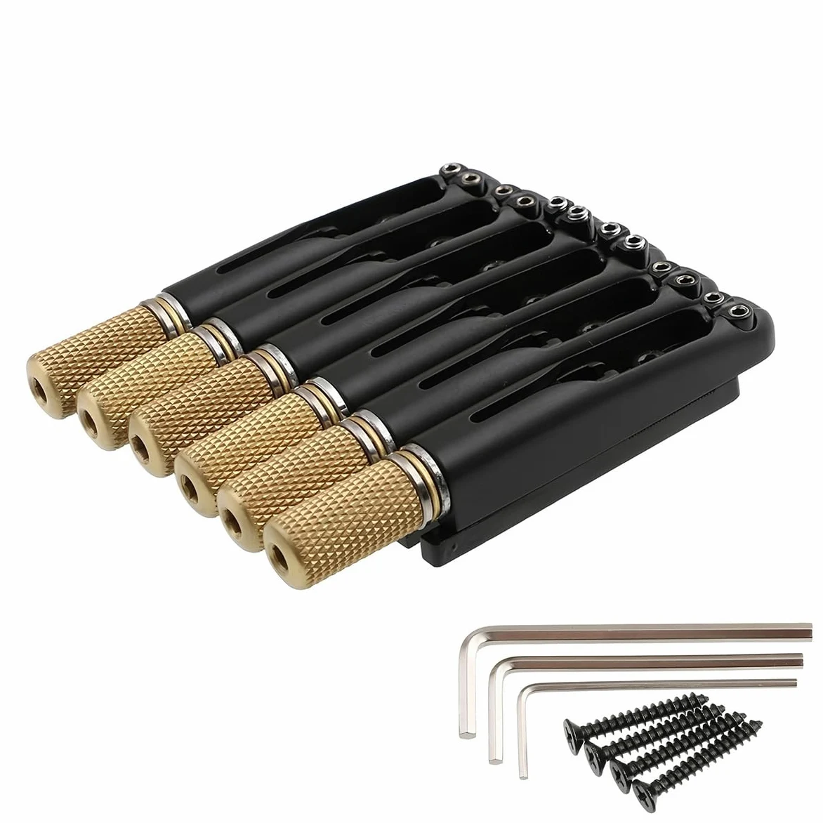 Grobo Cordiera Del Ponte Della Chitarra Elettrica Senza Testa a 6 Corde Da 10,5 Mm, Dispositivo Di Blocco Della Corda Fissa Per Chitarra, Nero
