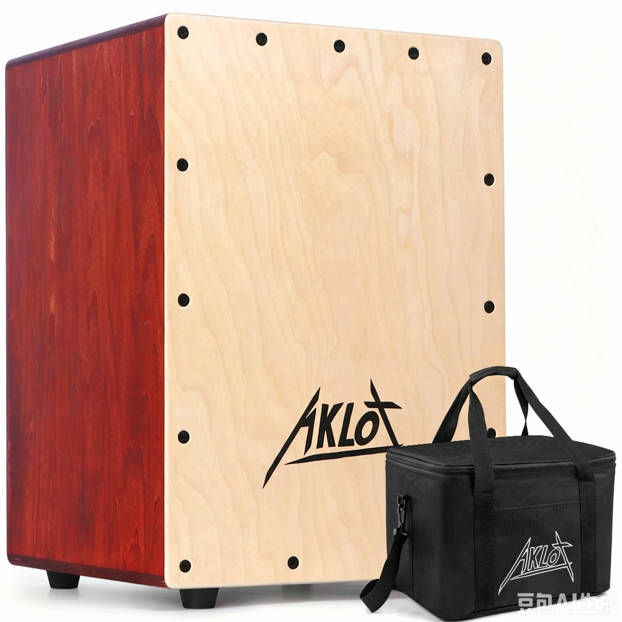 AKLOT Scatola di percussione in legno con pinze interne regolabili, legno betula, 30 cm