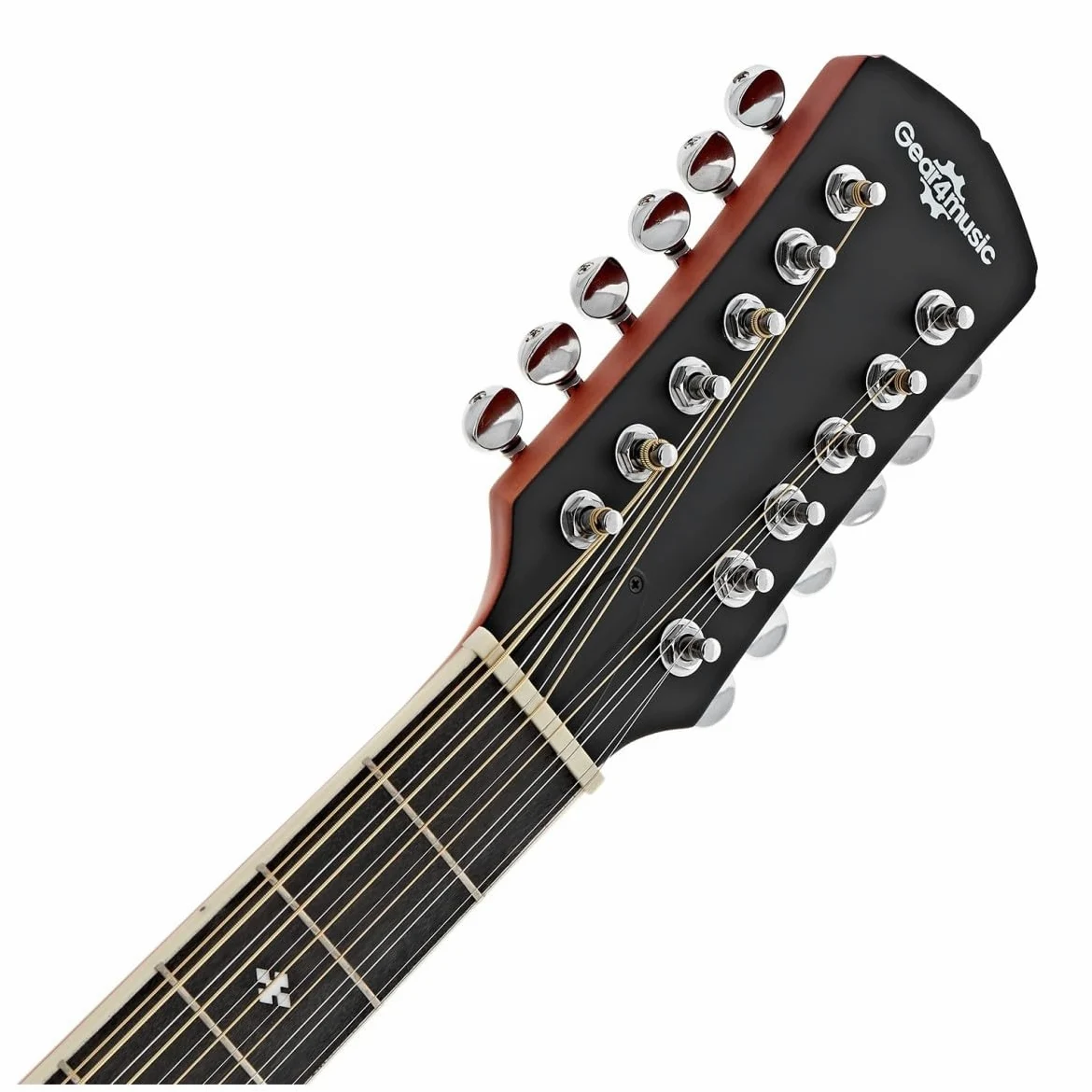 Chitarra elettroacustica a 12 corde Roundback di Gear4music, nero | Accordatore e controlli tono integrati, corpo ABS roundback per comfort e proiezione, suono iconico 12 corde